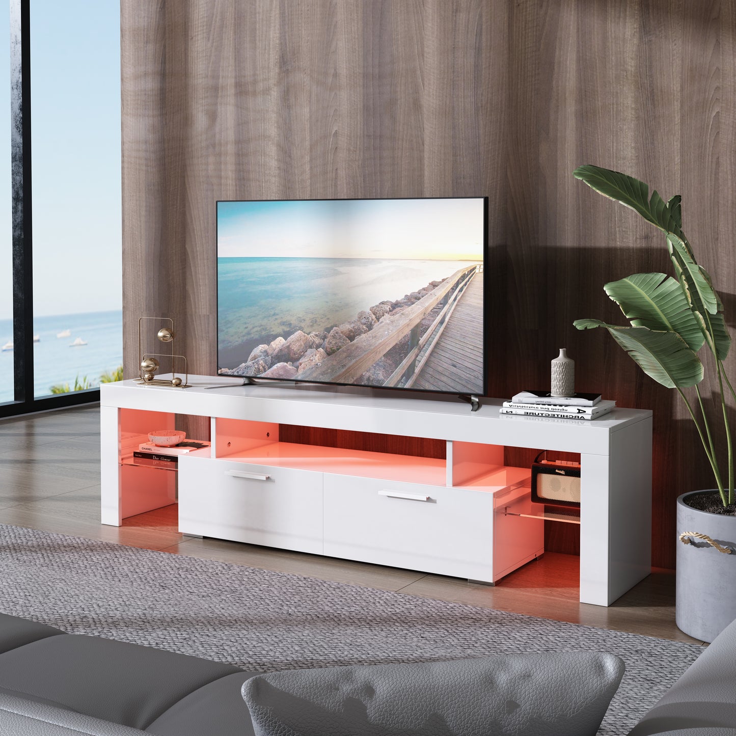 PAPROOS TV Stand with LED Lights