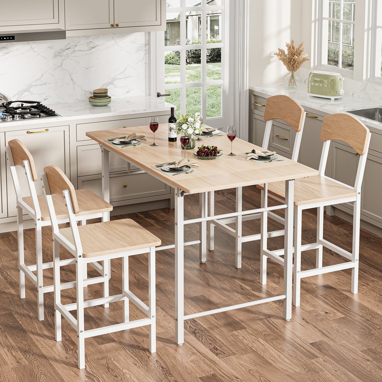 paproos 5-Piece Counter Height Dining Table and Chairs Set, LJC