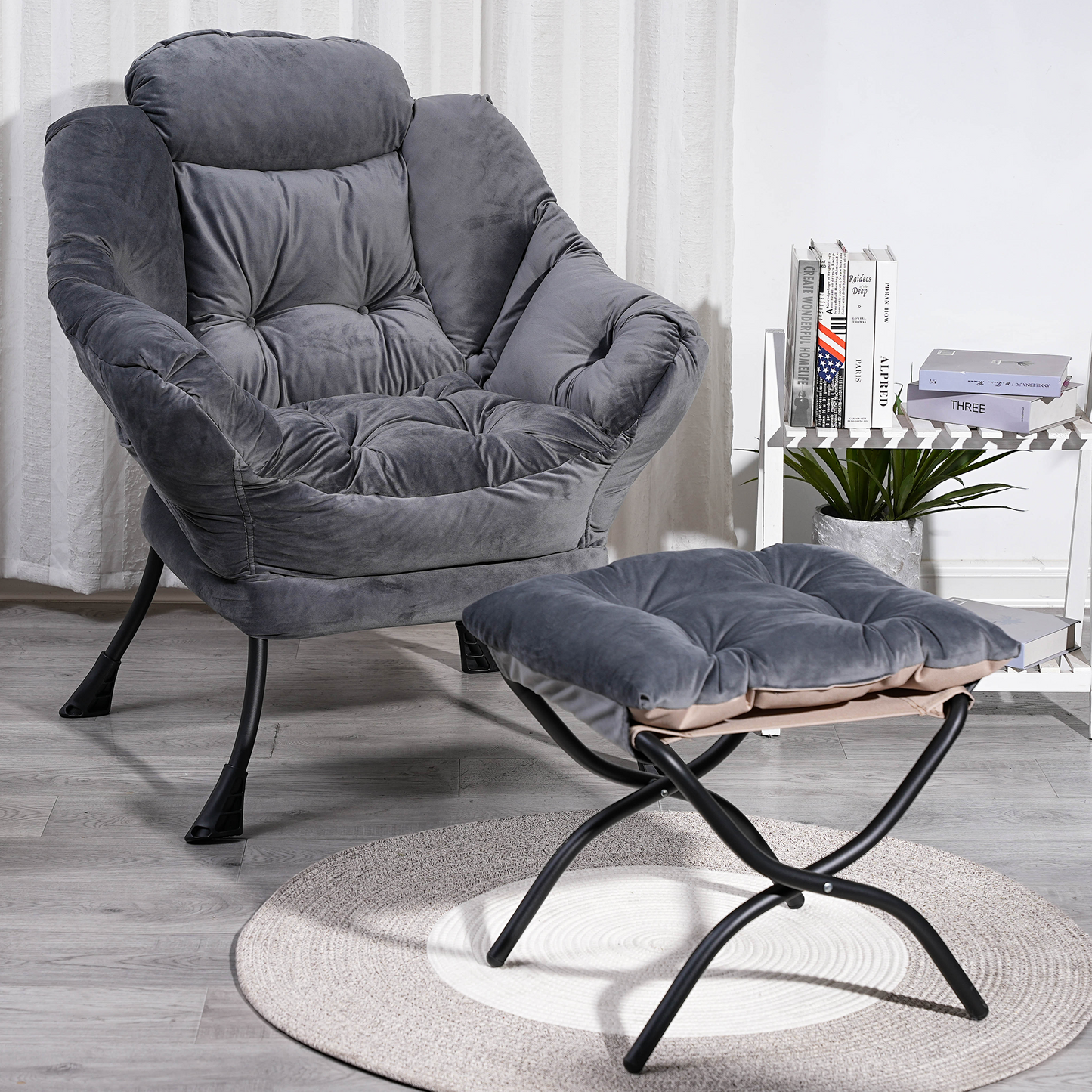 PAPROOS Reading Chair with Ottoman, LJC