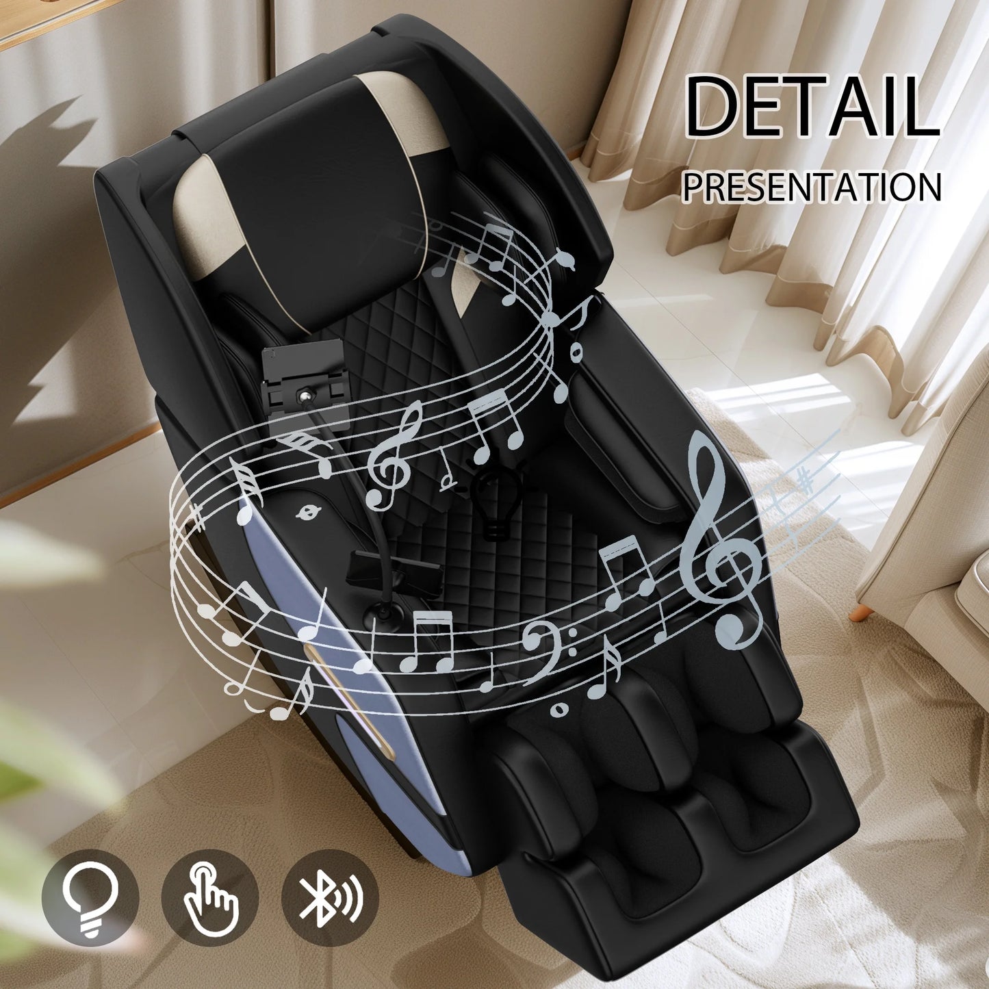 Massage Chair Recliner, Zero Gravity with Full Body Air Pressure, Shiatsu 4D Recliner with Heated Bluetooth Foot Roller Airbags Kneading