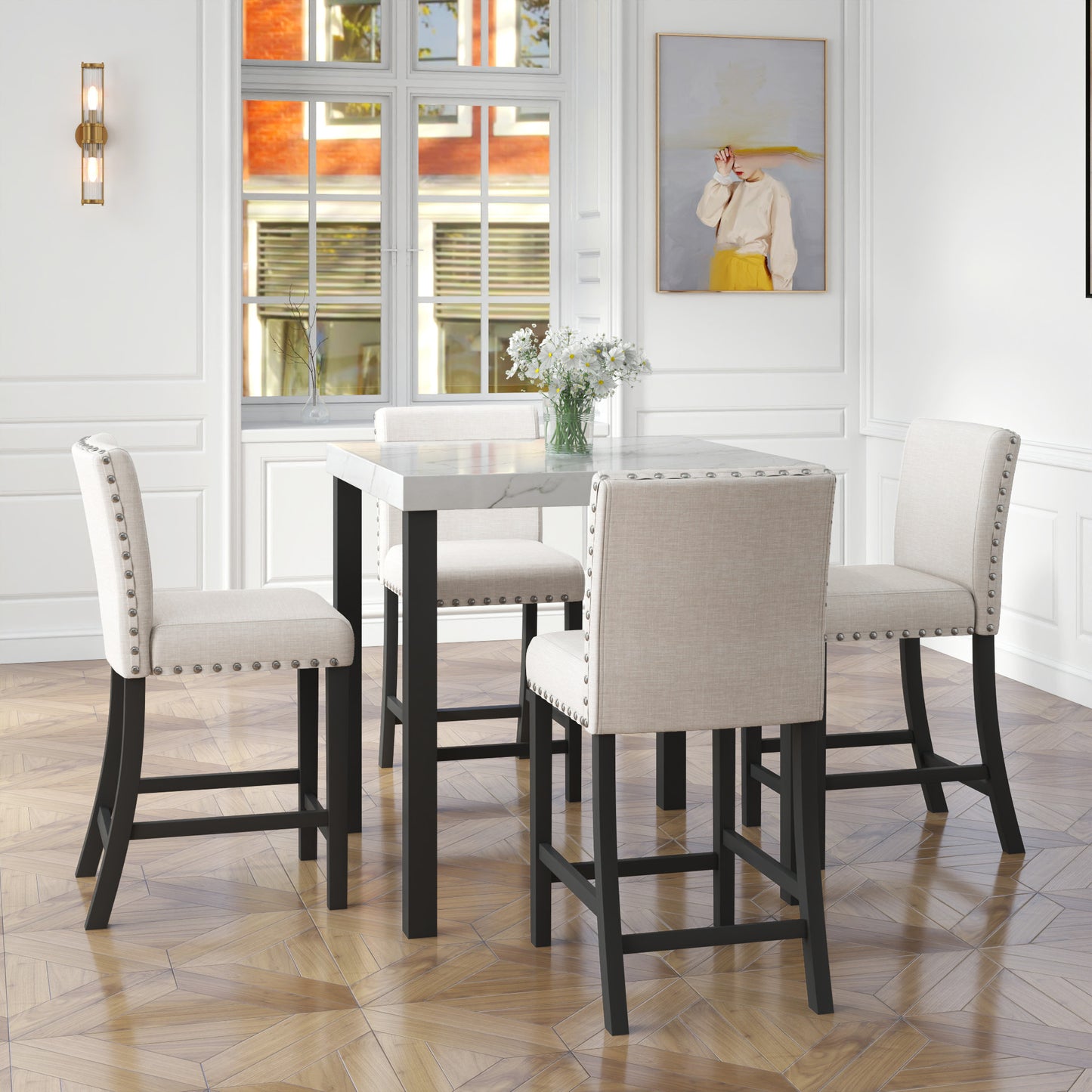 PAPROOS Dining Table Set for 4