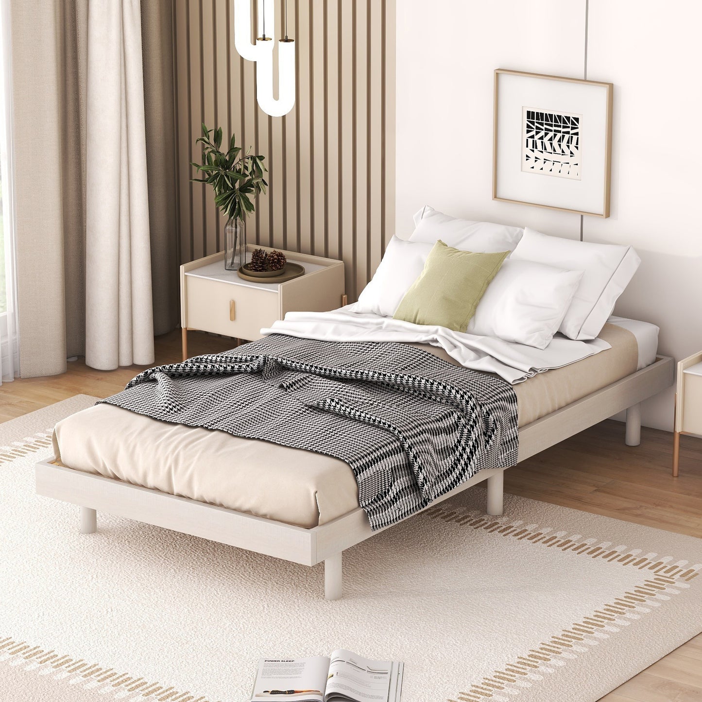 PAPROOS Wood Platform Bed Frame