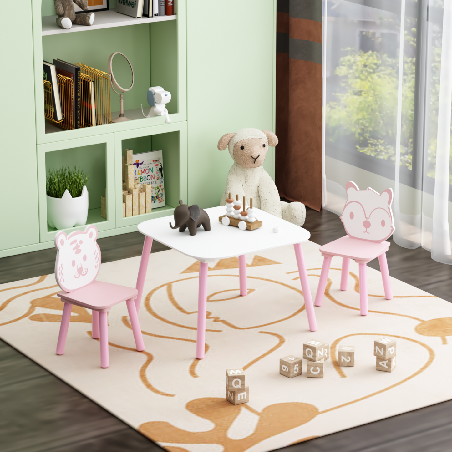 PAPROOS Kids Table and 2 Chairs Set
