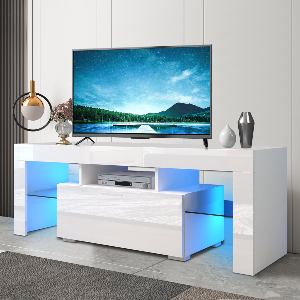 PAPROOS TV Stand with LED Lights