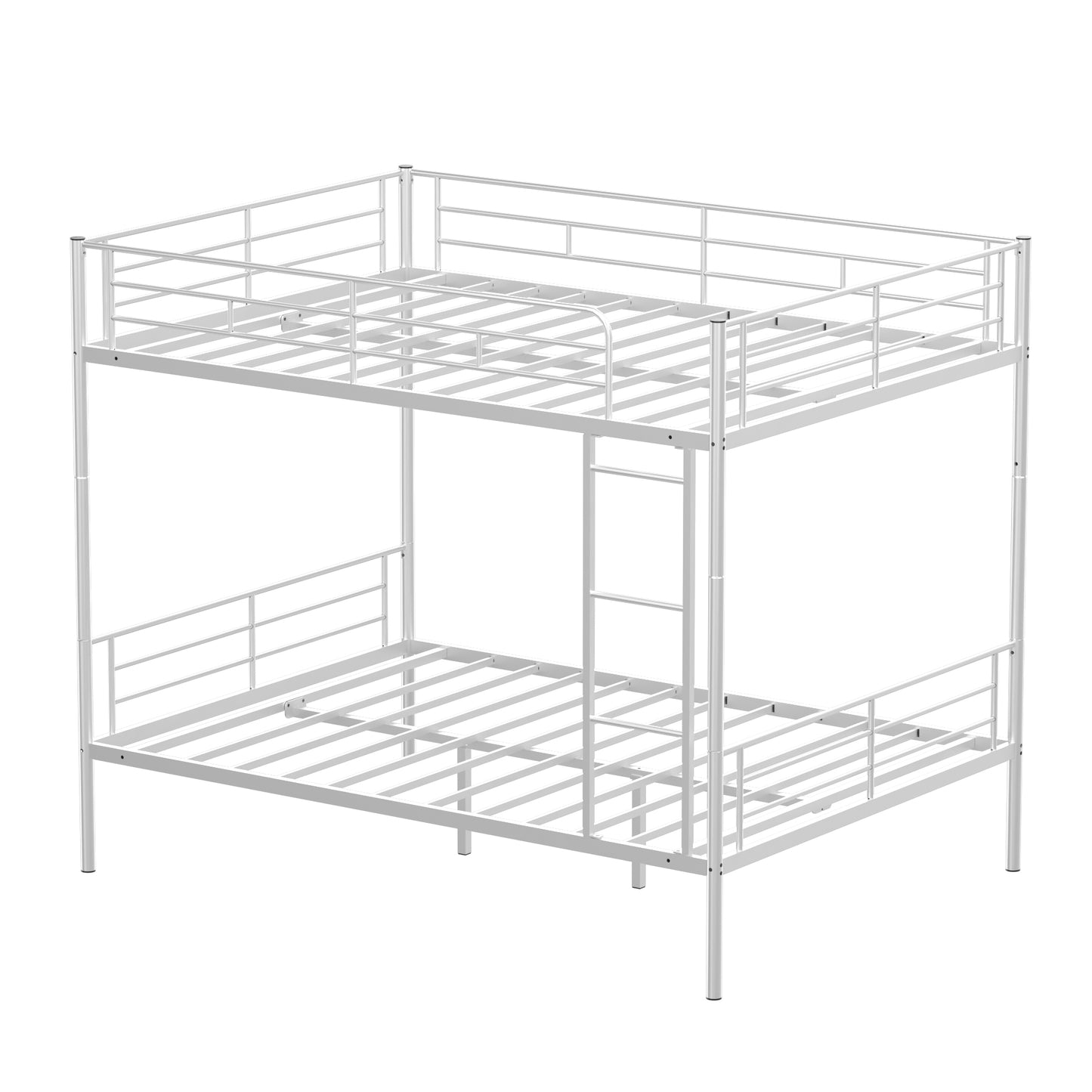 Full over Full Bunk Beds for Kids, Metal Bunk Beds Full Size Convertible Design, Metal Bunkbed Frame with Ladder and Safety Guardrails, Load-Bearing 350lbs, Noise-Free, Black