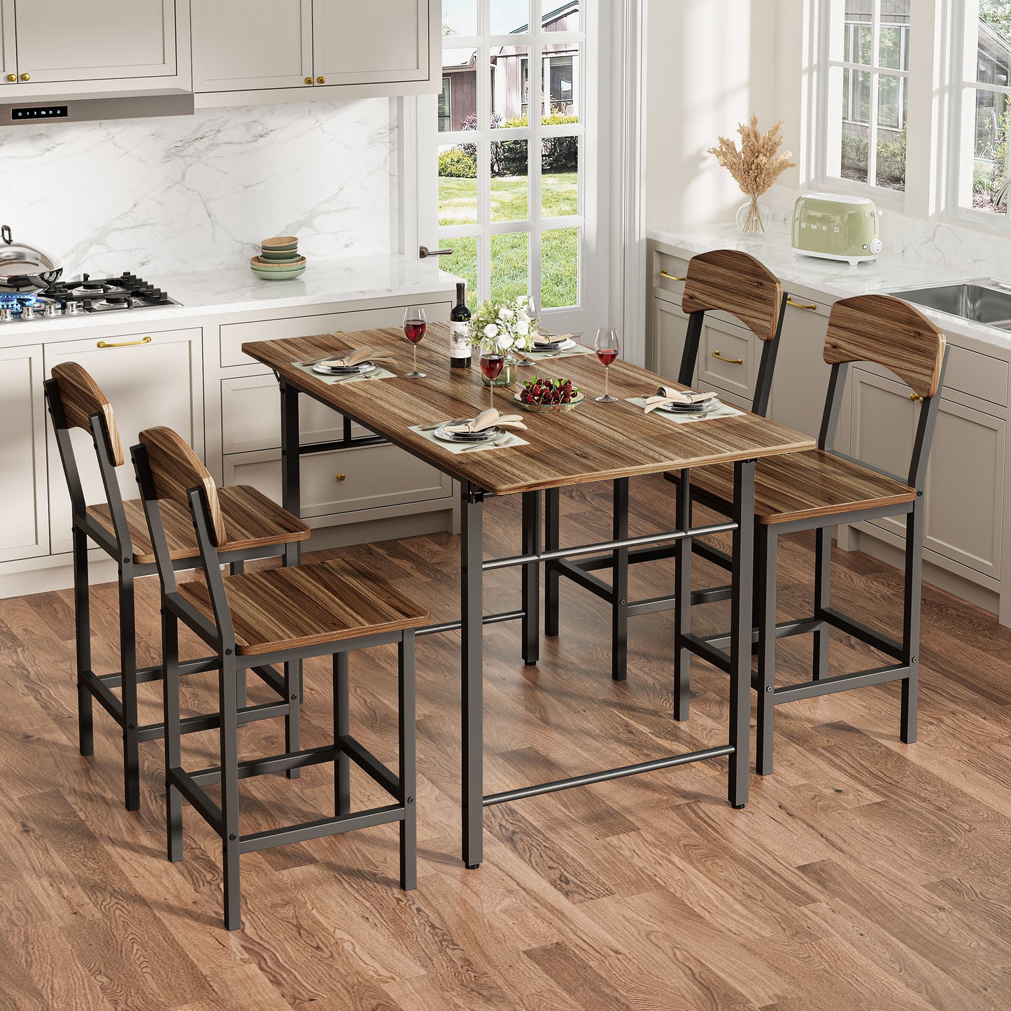 paproos 5-Piece Counter Height Dining Table and Chairs Set, LJC