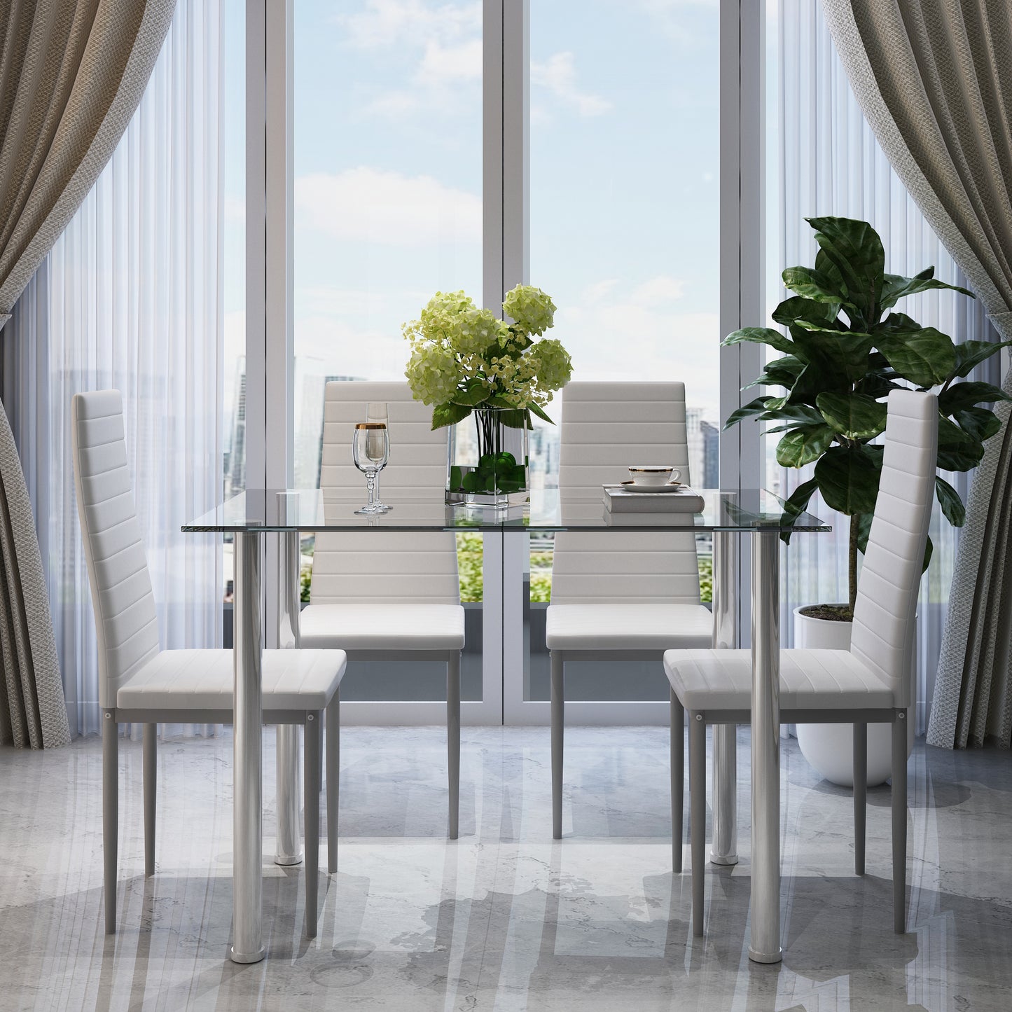 PAPROOS 5 Piece Dining Table and Chair Set, LJC