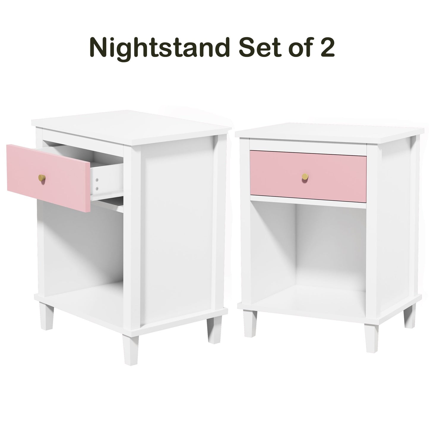 Nightstand, End Table Side Table with Wooden Drawer, Bedside Table for Bedroom, Closet, Dorm