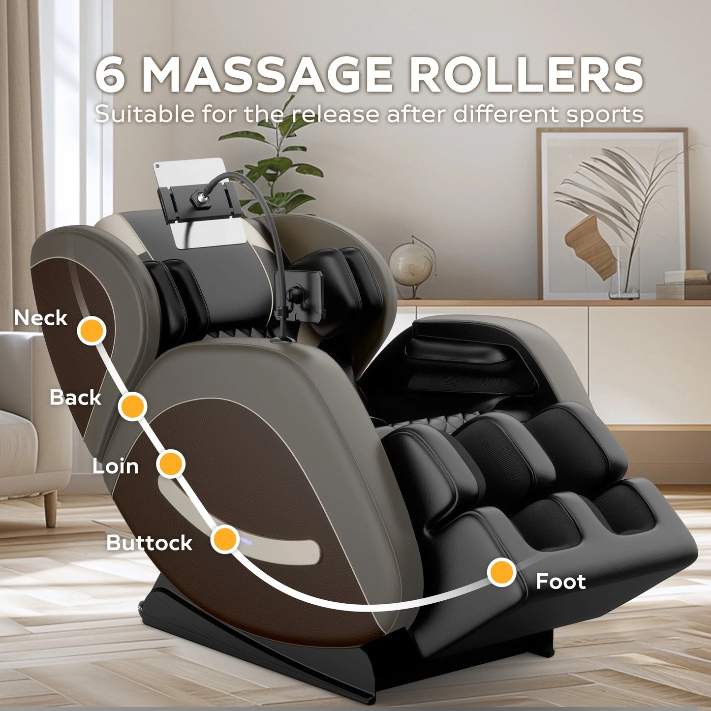 Massage Chair Recliner, Zero Gravity with Full Body Air Pressure, Shiatsu 4D Recliner with Heated Bluetooth Foot Roller Airbags Kneading