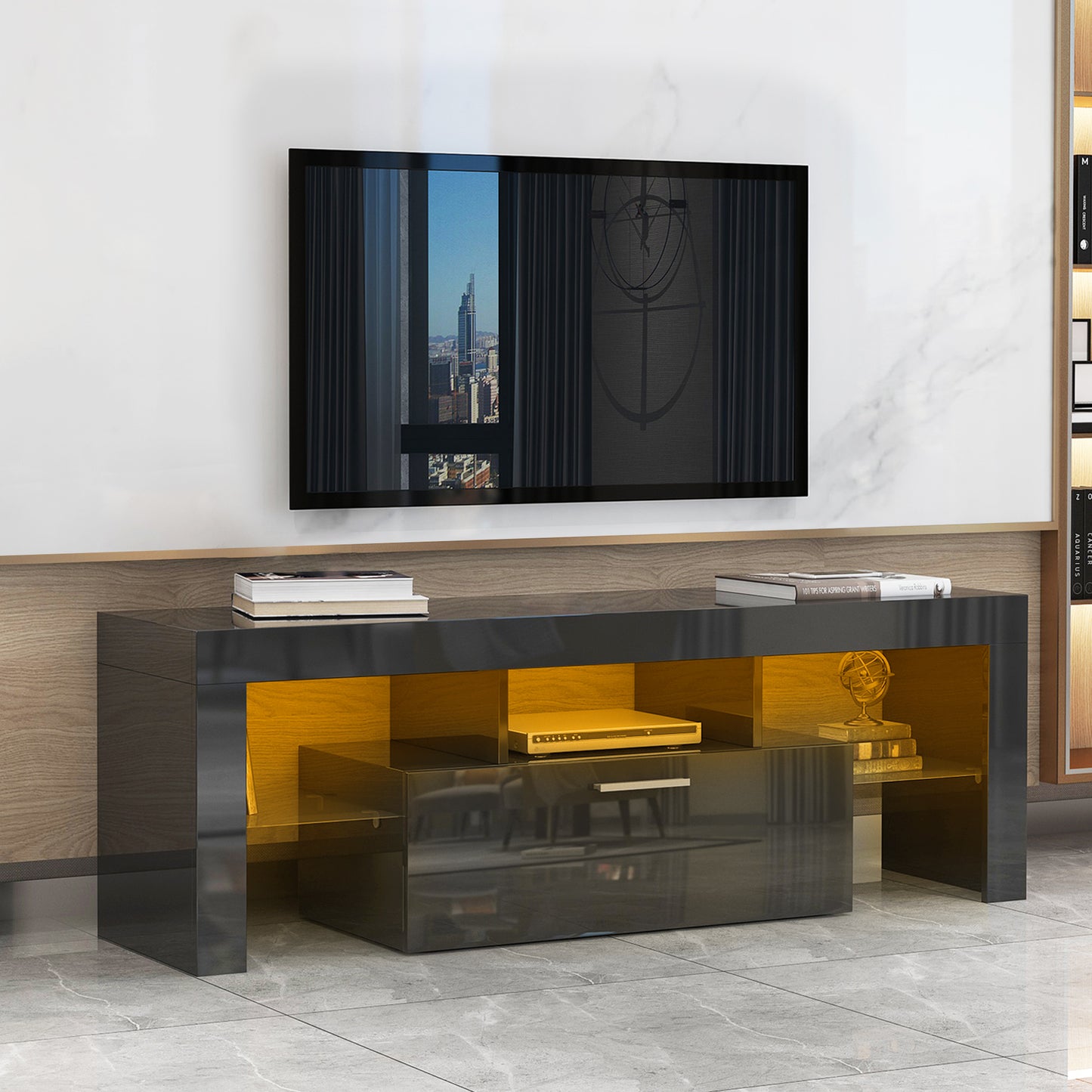 PAPROOS TV Stand with LED Lights
