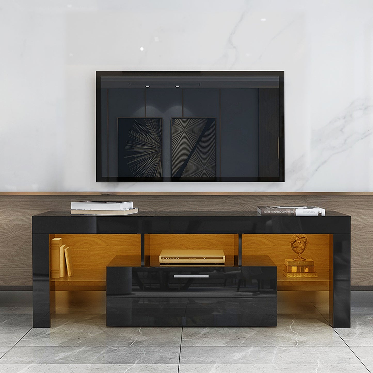 PAPROOS TV Stand with LED Lights