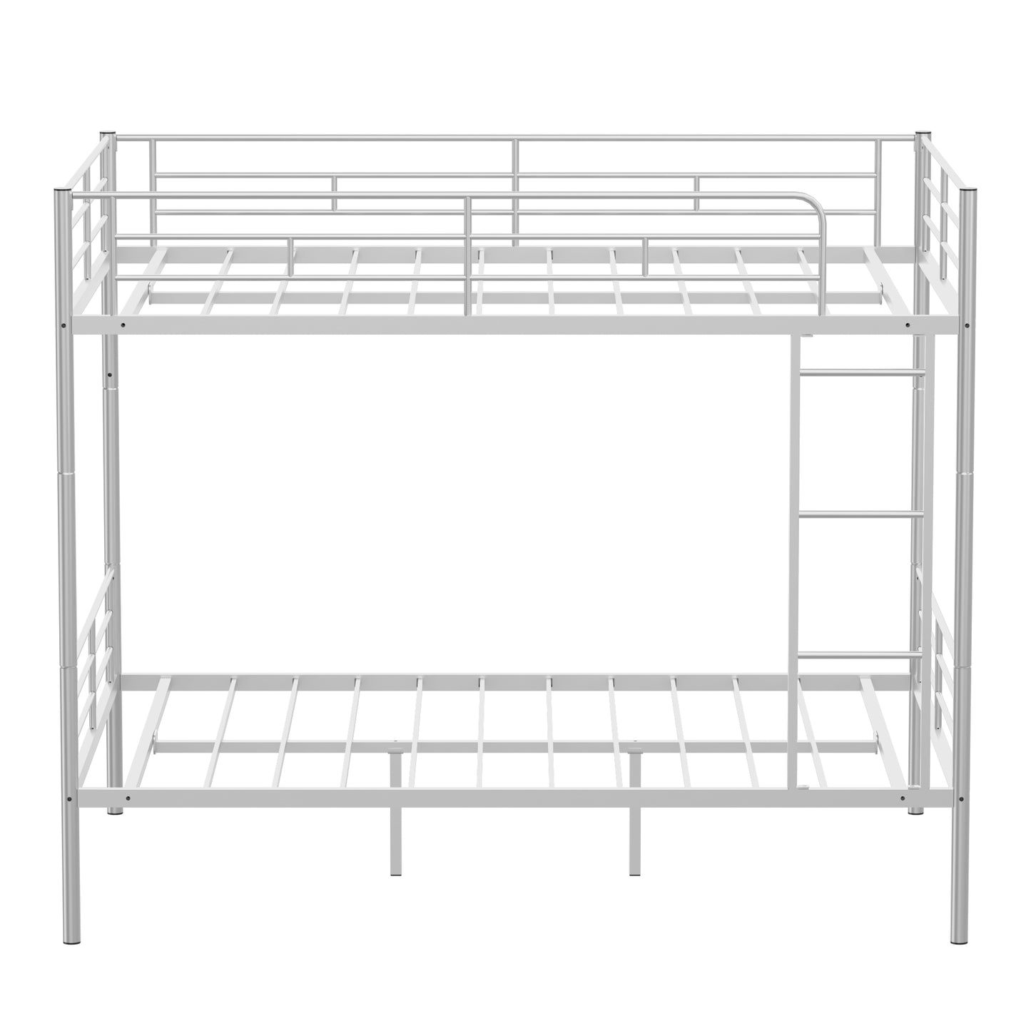 Full over Full Bunk Beds for Kids, Metal Bunk Beds Full Size Convertible Design, Metal Bunkbed Frame with Ladder and Safety Guardrails, Load-Bearing 350lbs, Noise-Free, Black