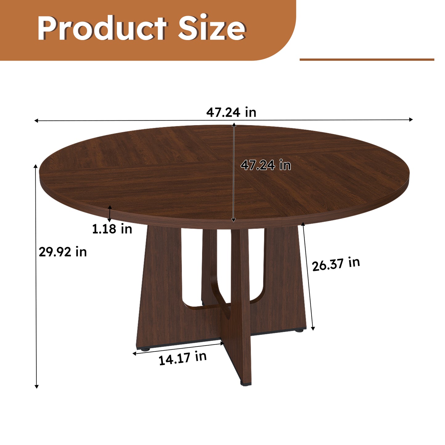 PAPROOS Round Dining Table for 4, 47'' Faux Marble Kitchen Table, Dining Room Table with Thickened Wooden Tabletop, Small Places, Breakfast Nook