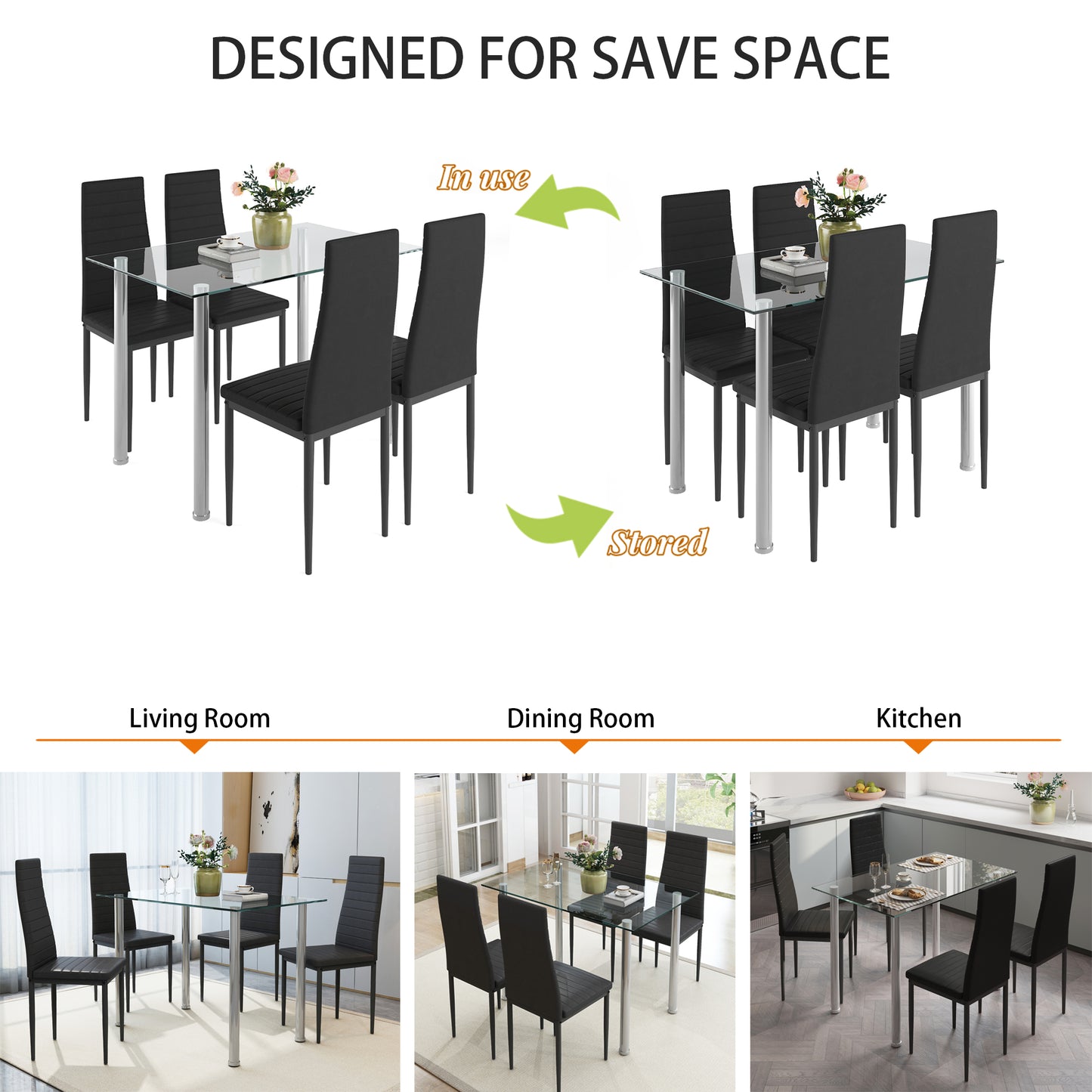 PAPROOS 5 Piece Dining Table and Chair Set, LJC