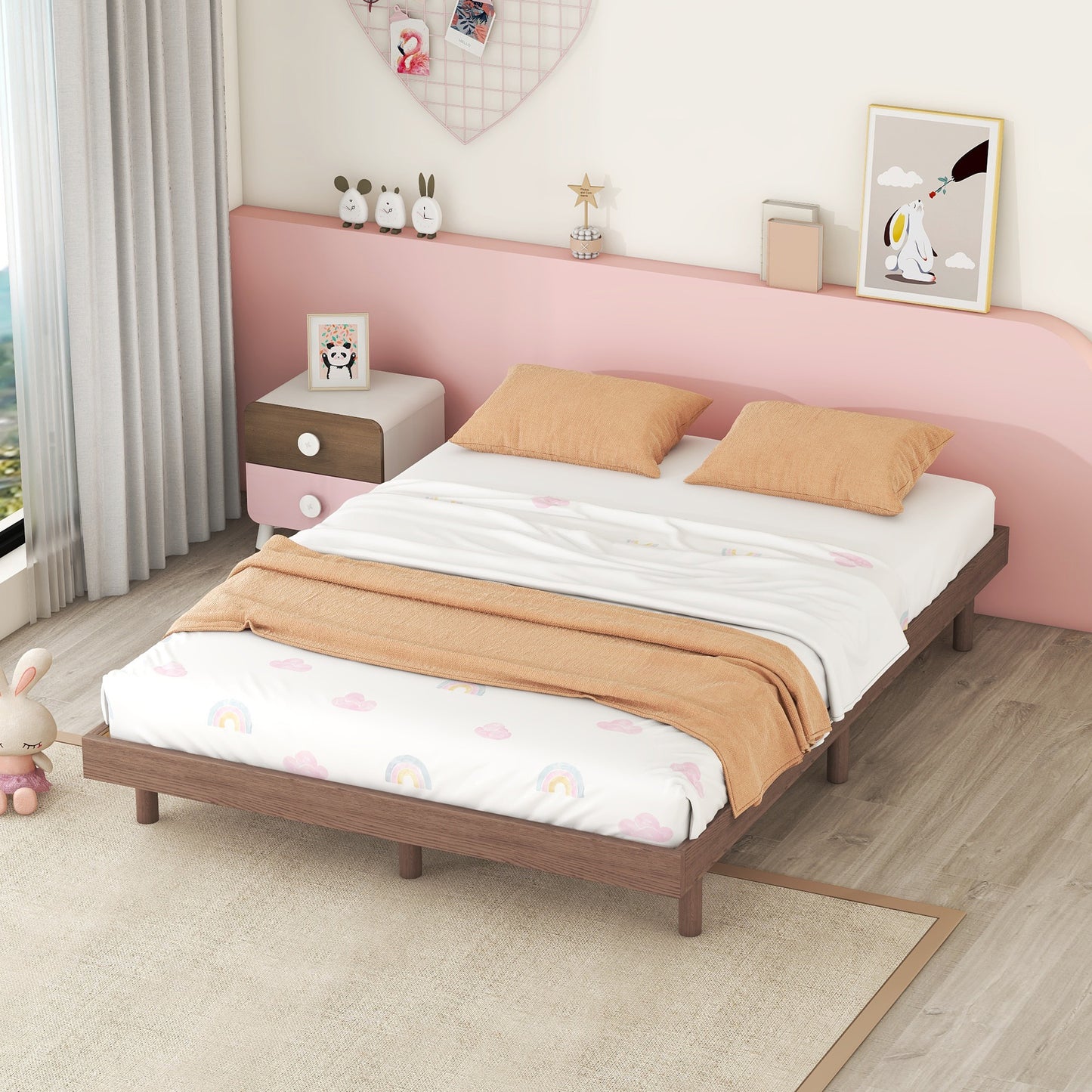 PAPROOS Wood Platform Bed Frame