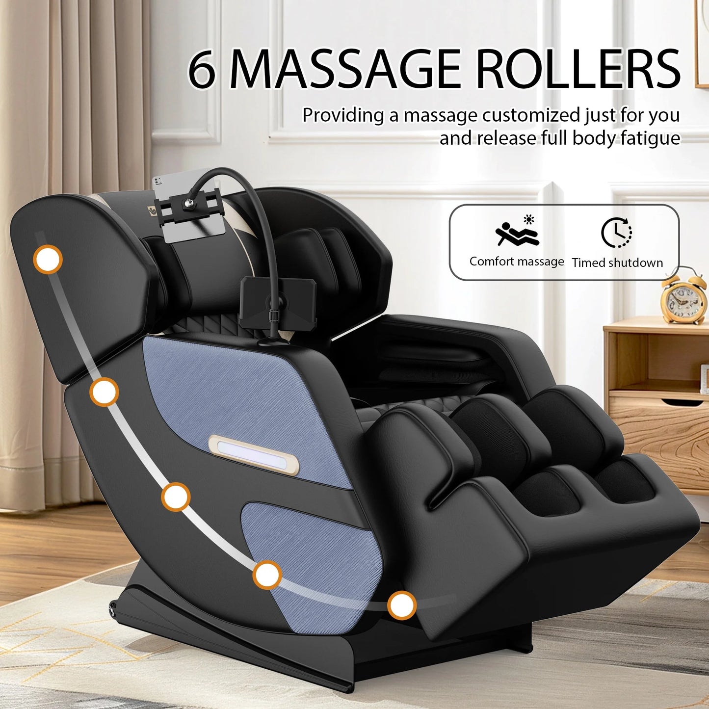 Massage Chair Recliner, Zero Gravity with Full Body Air Pressure, Shiatsu 4D Recliner with Heated Bluetooth Foot Roller Airbags Kneading