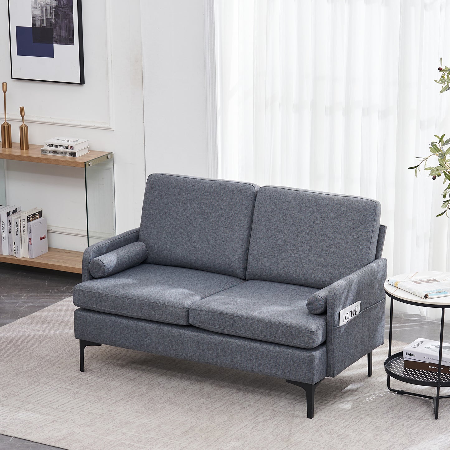 paproos Mid-Century Modern Love Seat,Small Couch for Small Space for Living Room,Bedroom,Apartment,Studio