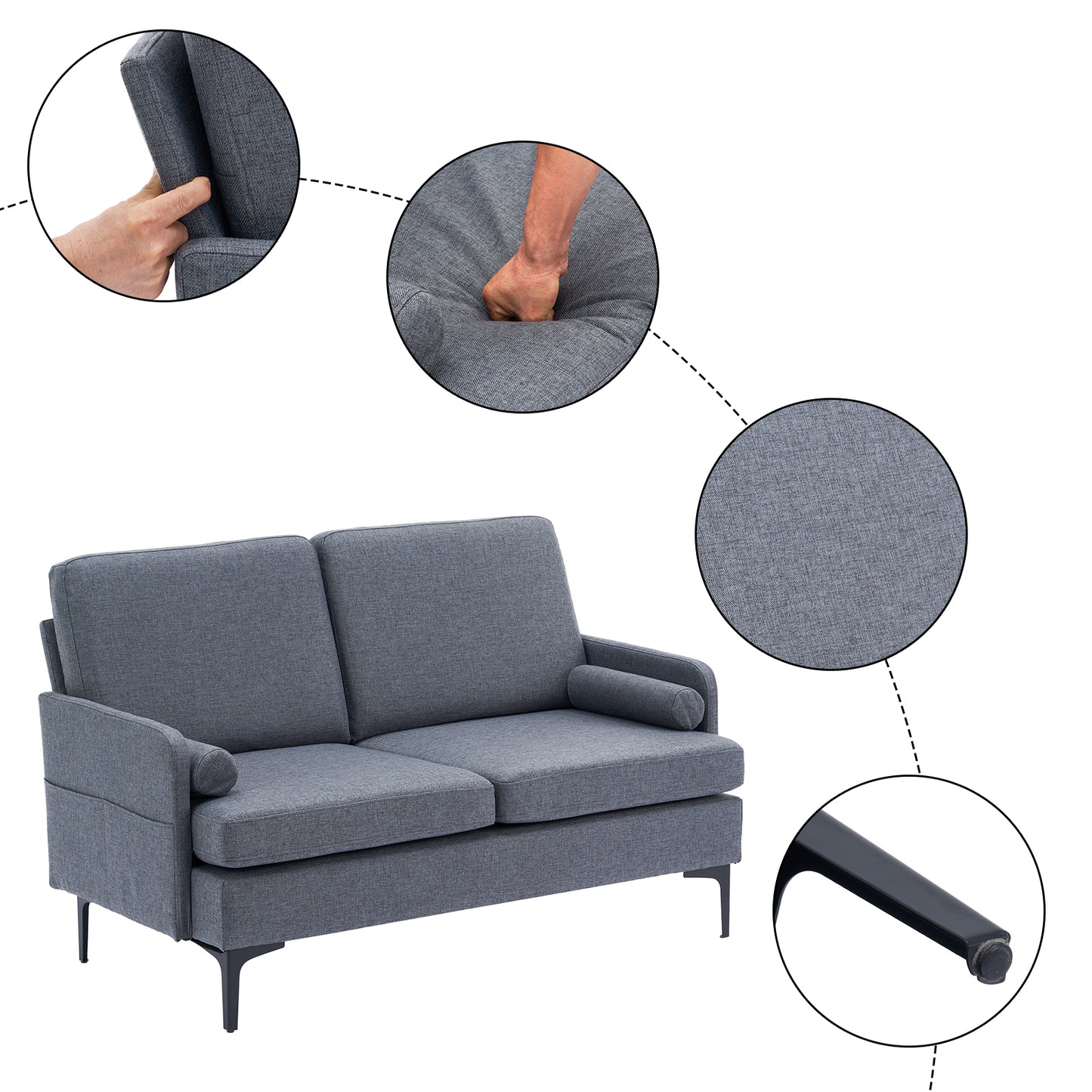 paproos Mid-Century Modern Love Seat,Small Couch for Small Space for Living Room,Bedroom,Apartment,Studio