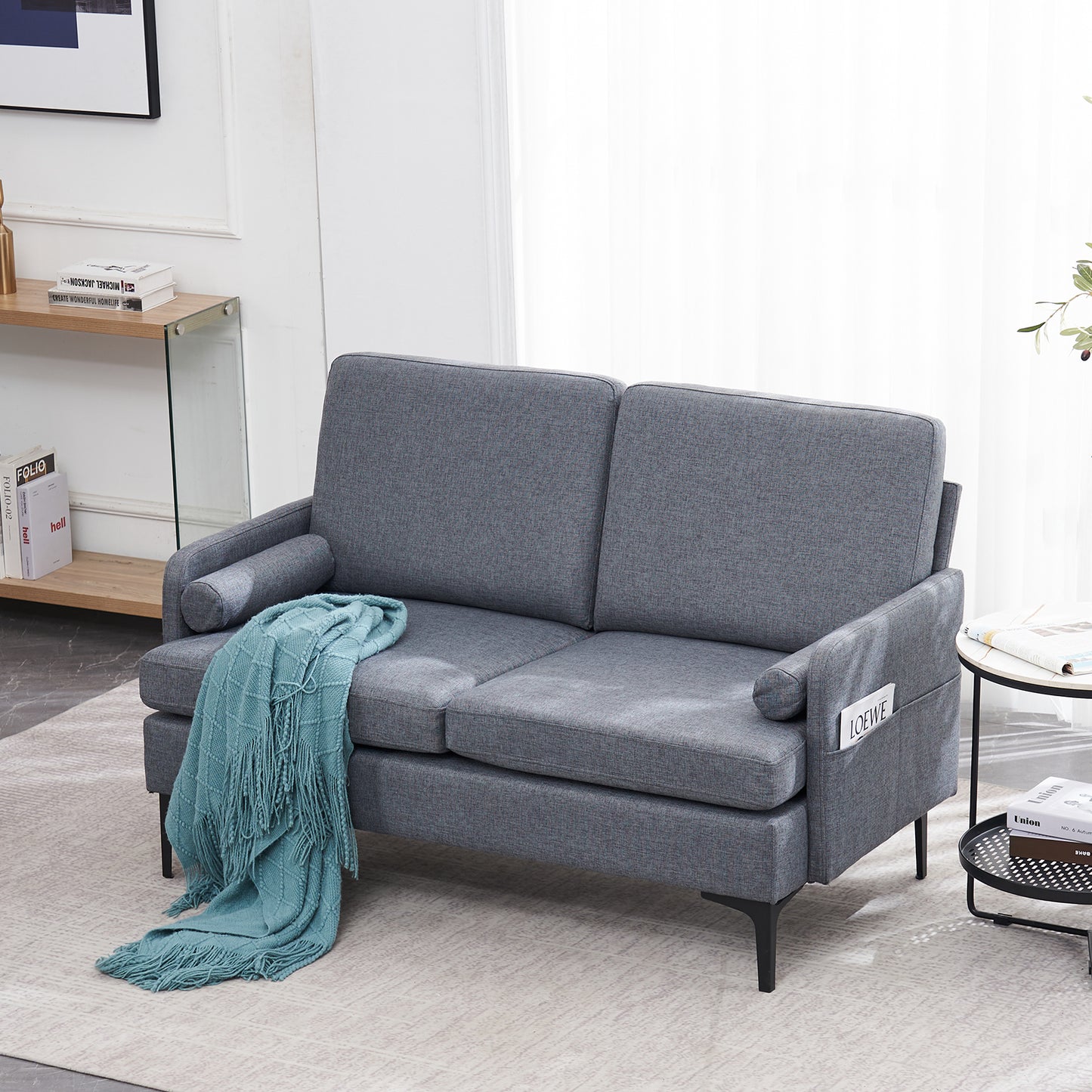 paproos Mid-Century Modern Love Seat,Small Couch for Small Space for Living Room,Bedroom,Apartment,Studio