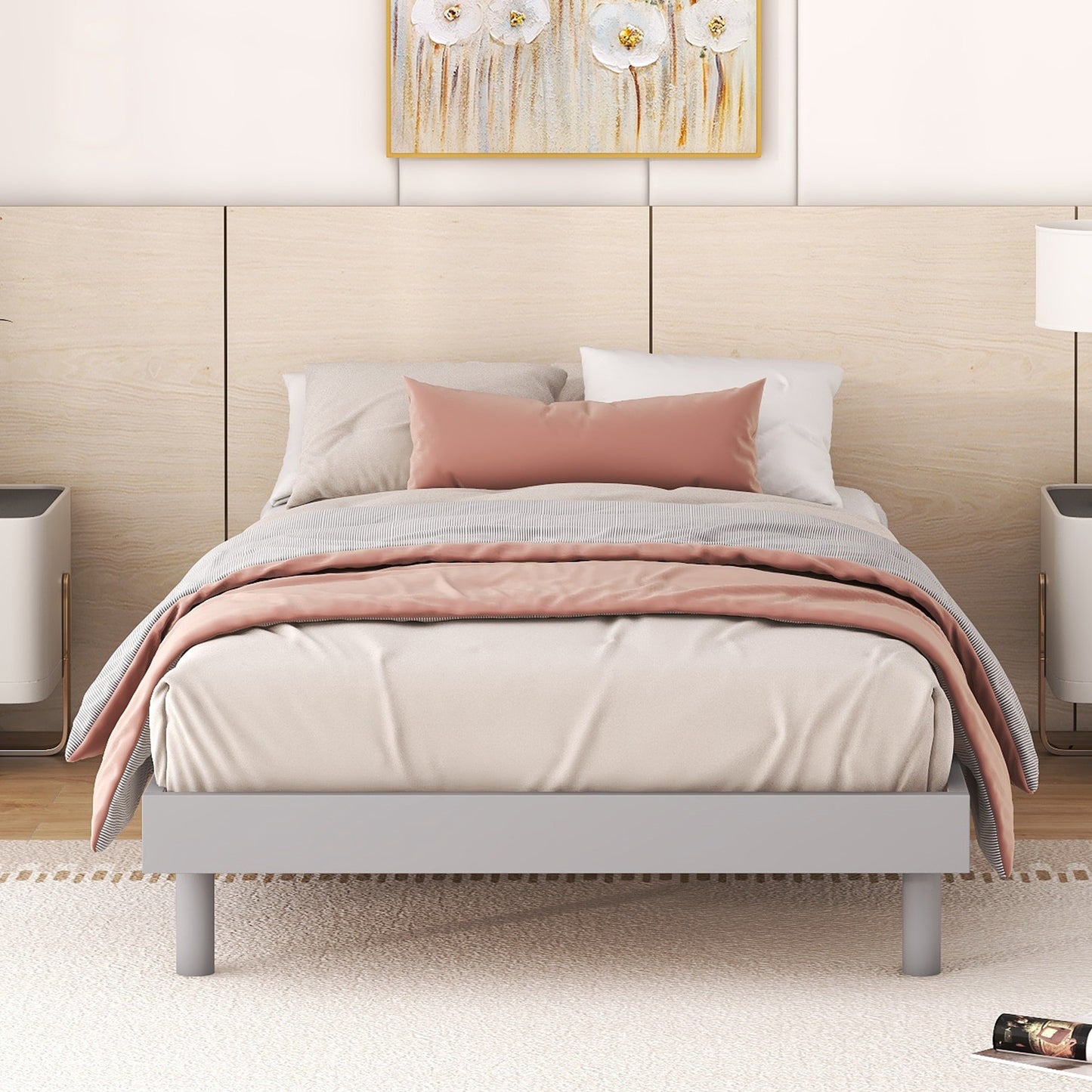 PAPROOS Wood Platform Bed Frame