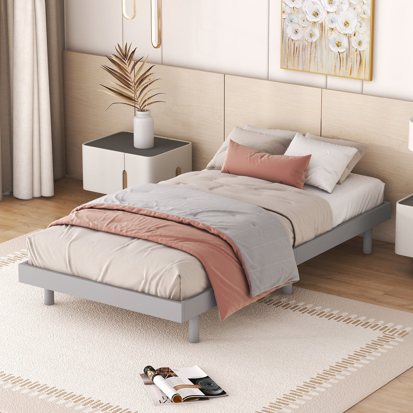 PAPROOS Wood Platform Bed Frame