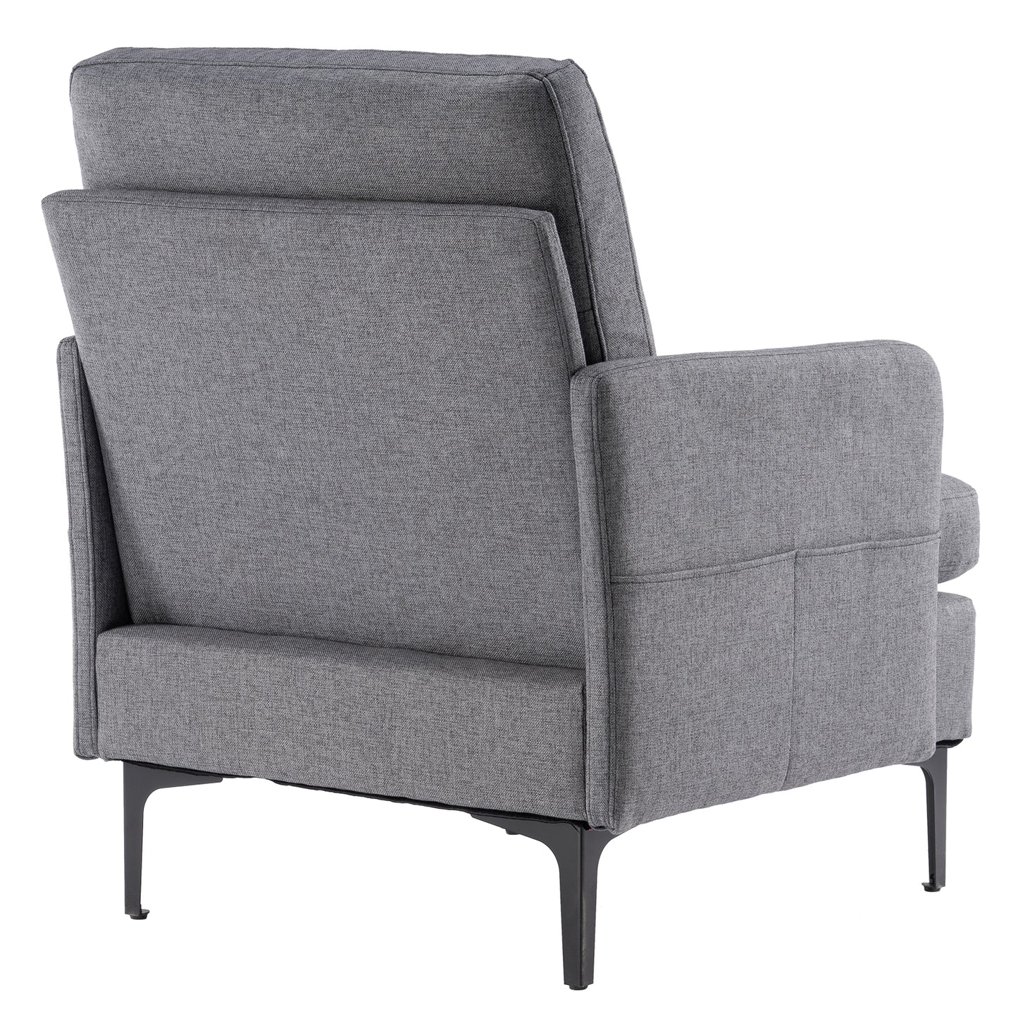 paproos Modern Accent Chair with Wood Legs, Velvet Upholstered Armchair, Club Leisure Modern Chair for Living Room Bedroom, Gray