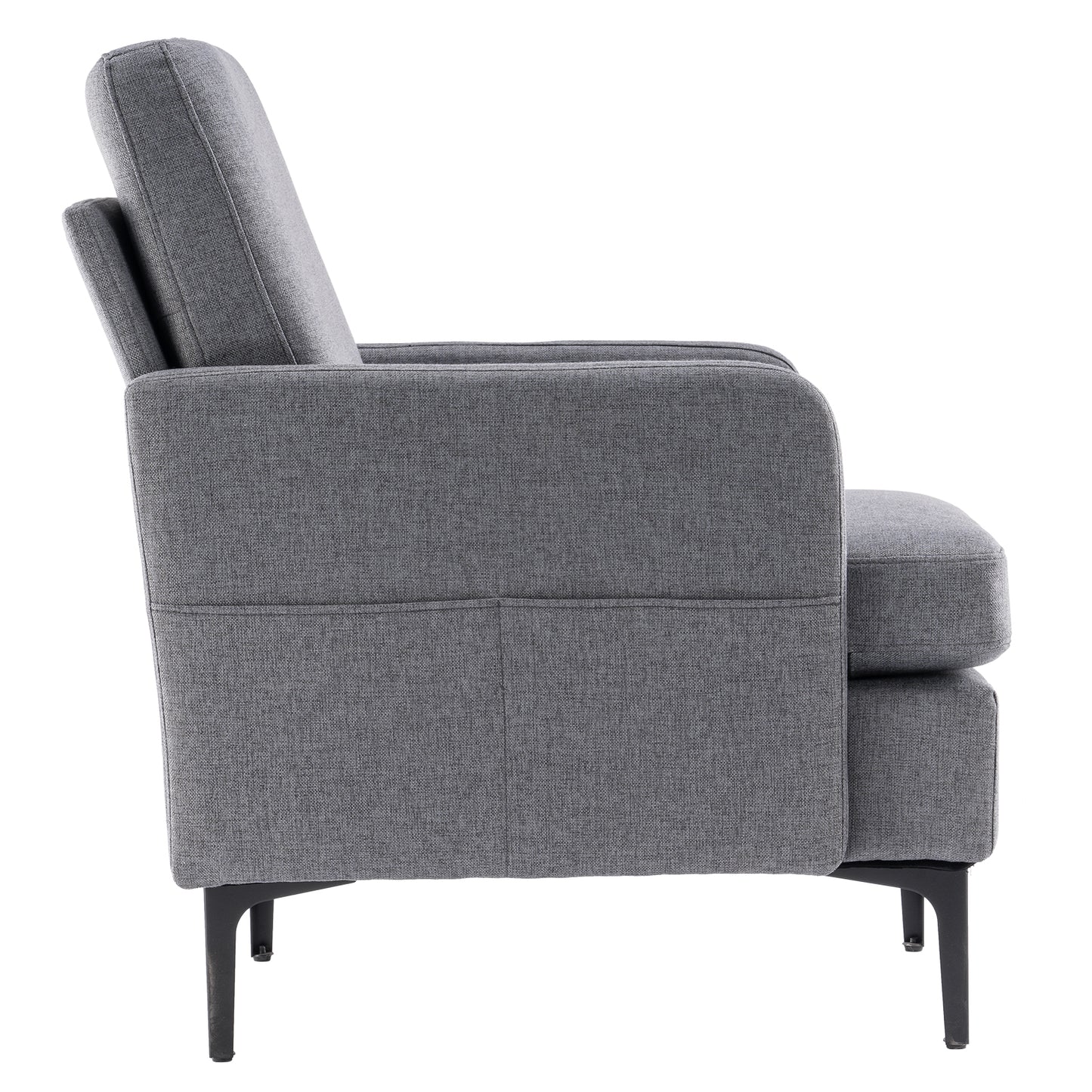 paproos Modern Accent Chair with Wood Legs, Velvet Upholstered Armchair, Club Leisure Modern Chair for Living Room Bedroom, Gray
