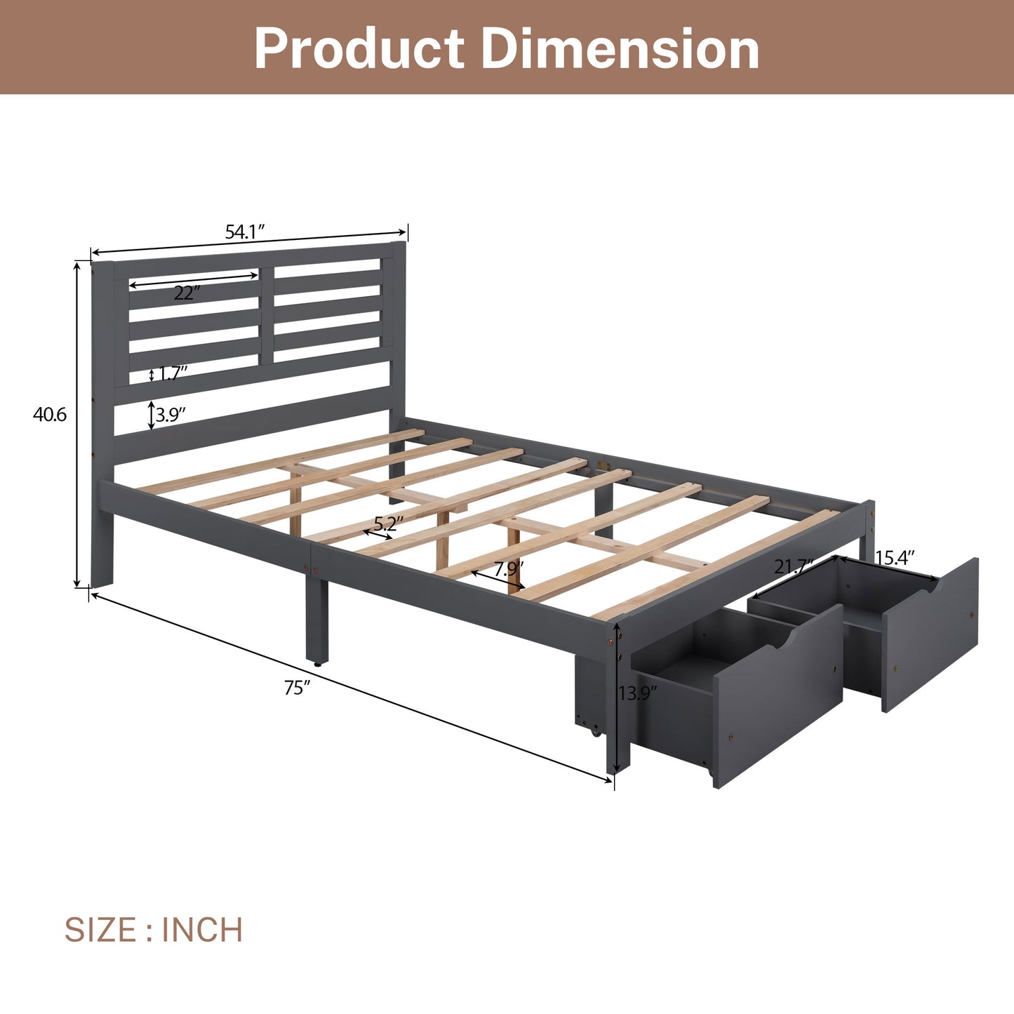 paproos Full Bed with Storage, Heavy Duty Wood Platform Bed Frame with Headboard and Under-bed Drawers, No Box Spring Needed, White