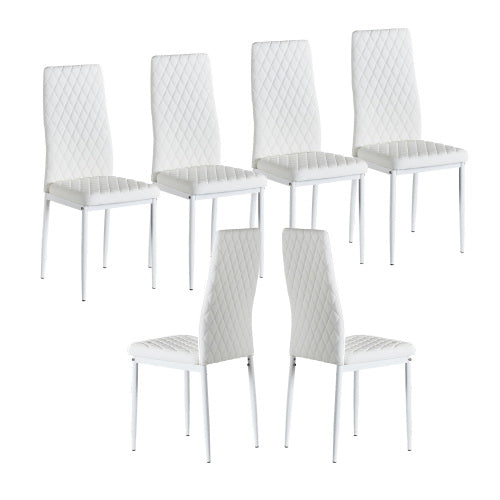 paproos Modern Dining Chairs Set of 6, PU Leather Dining Room Chairs, Kitchen Chairs with Metal Legs, Easy to Assemble Dining Chair for Restaurant, Kitchen, Dining Room and Living Room