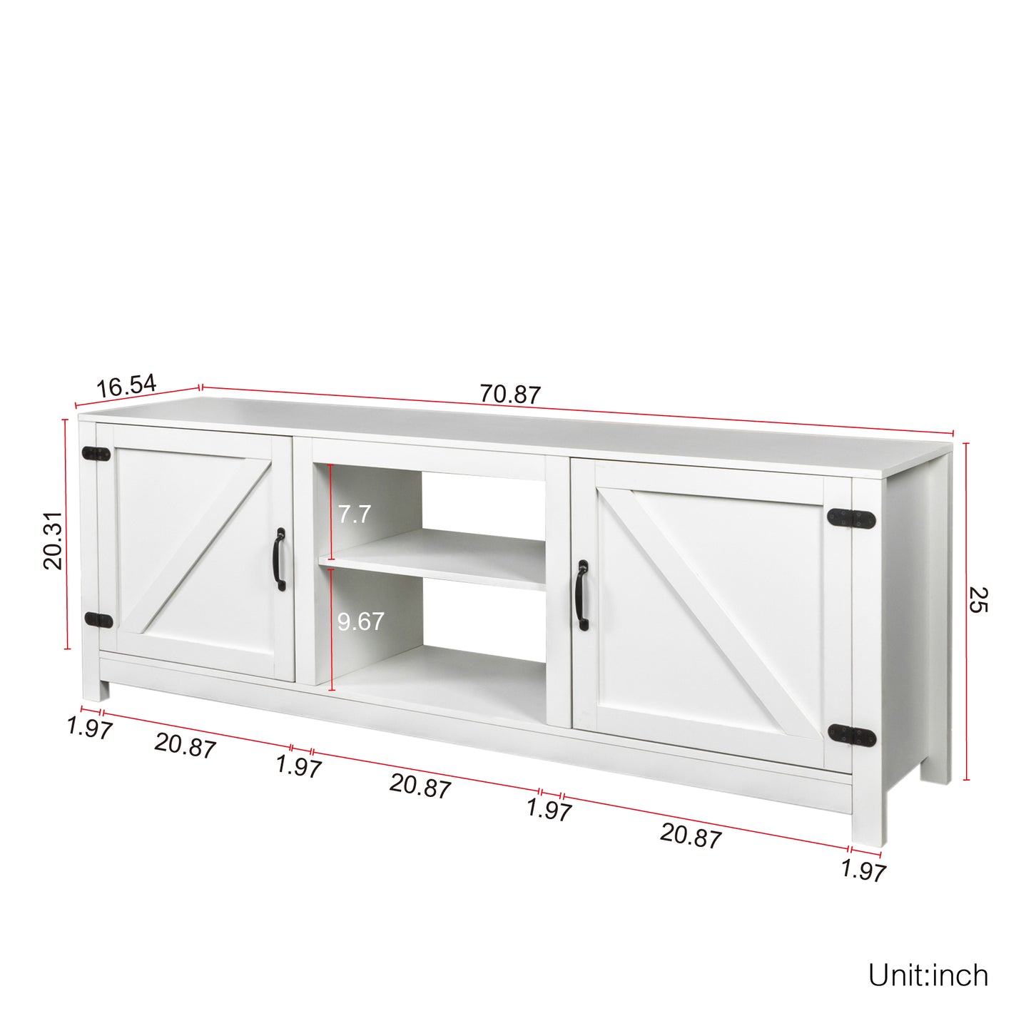 paproos 70.87 Inches Modern TV Stand, TV Stand with Storage for TVs up to 75 in, Entertainment Center for Living Room Bedroom, White