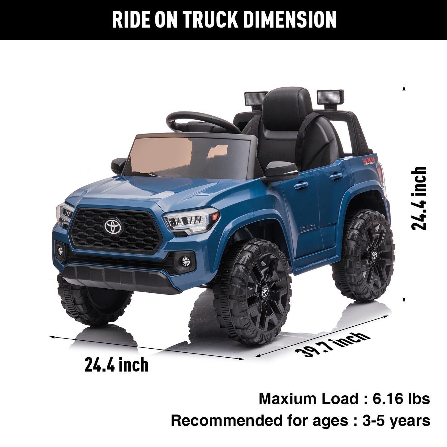 12V Ride on Truck, 3 Speeds Remote Control Electric Vehicles for Kids Boys Girls