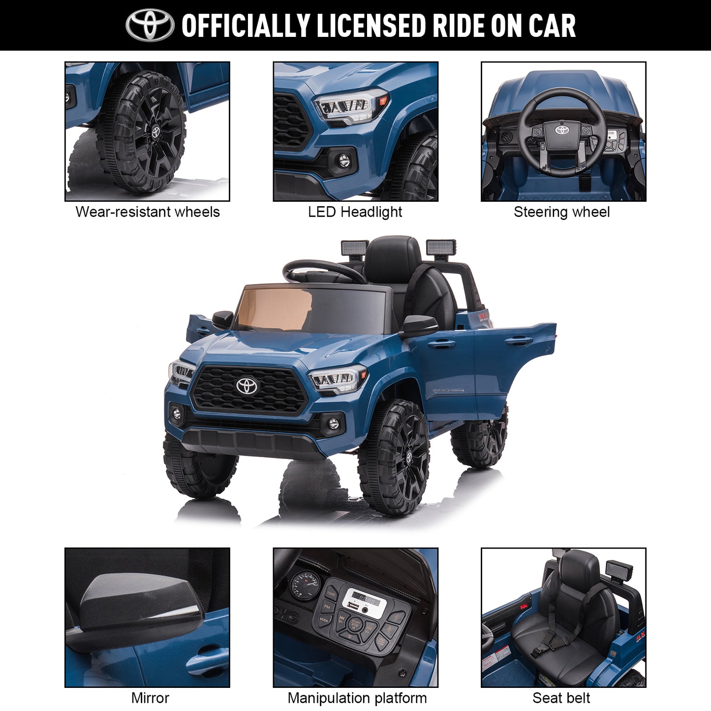 12V Ride on Truck, 3 Speeds Remote Control Electric Vehicles for Kids Boys Girls