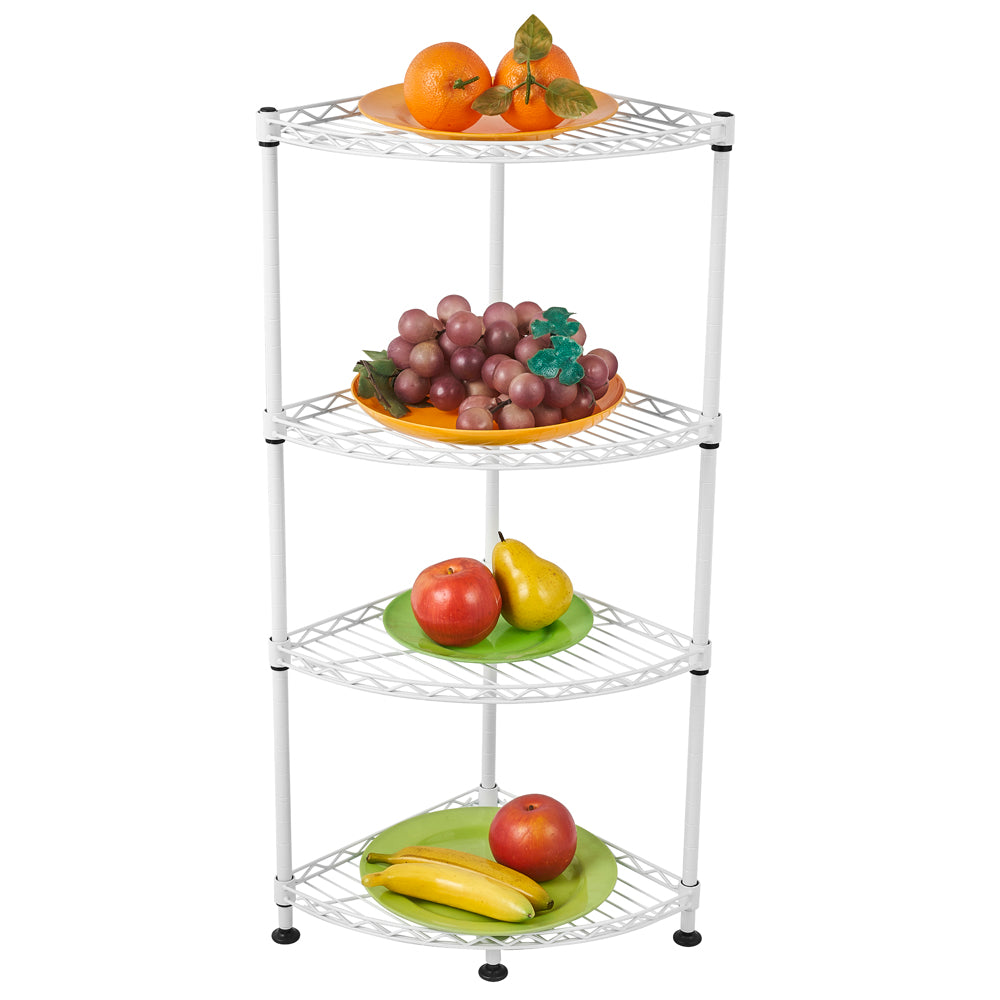 paproos 5-Tier Metal Corner Shelf, Black Carbon Steel Kitchen Corner Shelf Heavy Duty Wire Shelving Unit