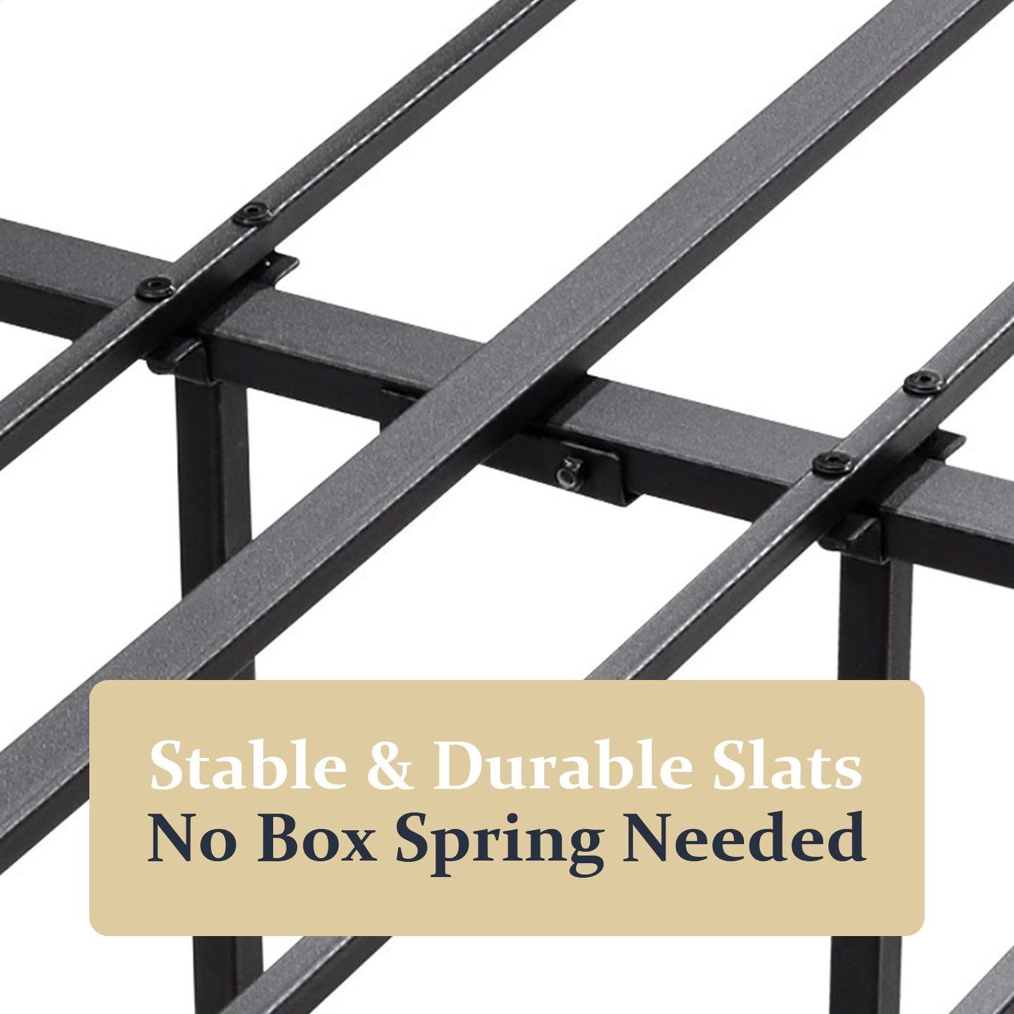 paproos Full Size Platform Steel Bed Frame, Full Size Bed Mattress Foundation Support with Vintage Headboard and Footboard, Black Iron-Art Platform Bed, No Box Spring Need