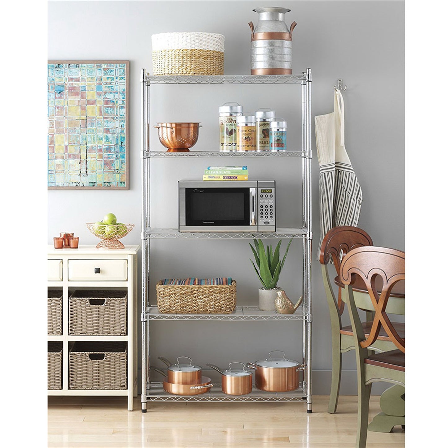 paproos 4 Tier Metal Storage Shelves, Kitchen Storage Shelf ,Metal Storage Shelves Unit Perfect for Laundry Bathroom Closet Shelves Microwave Stand (Black)
