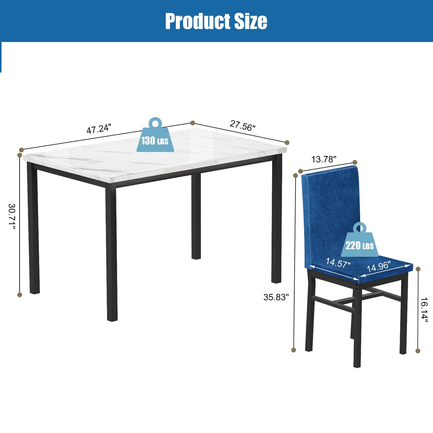 paproos 5 Piece Dining Table Set