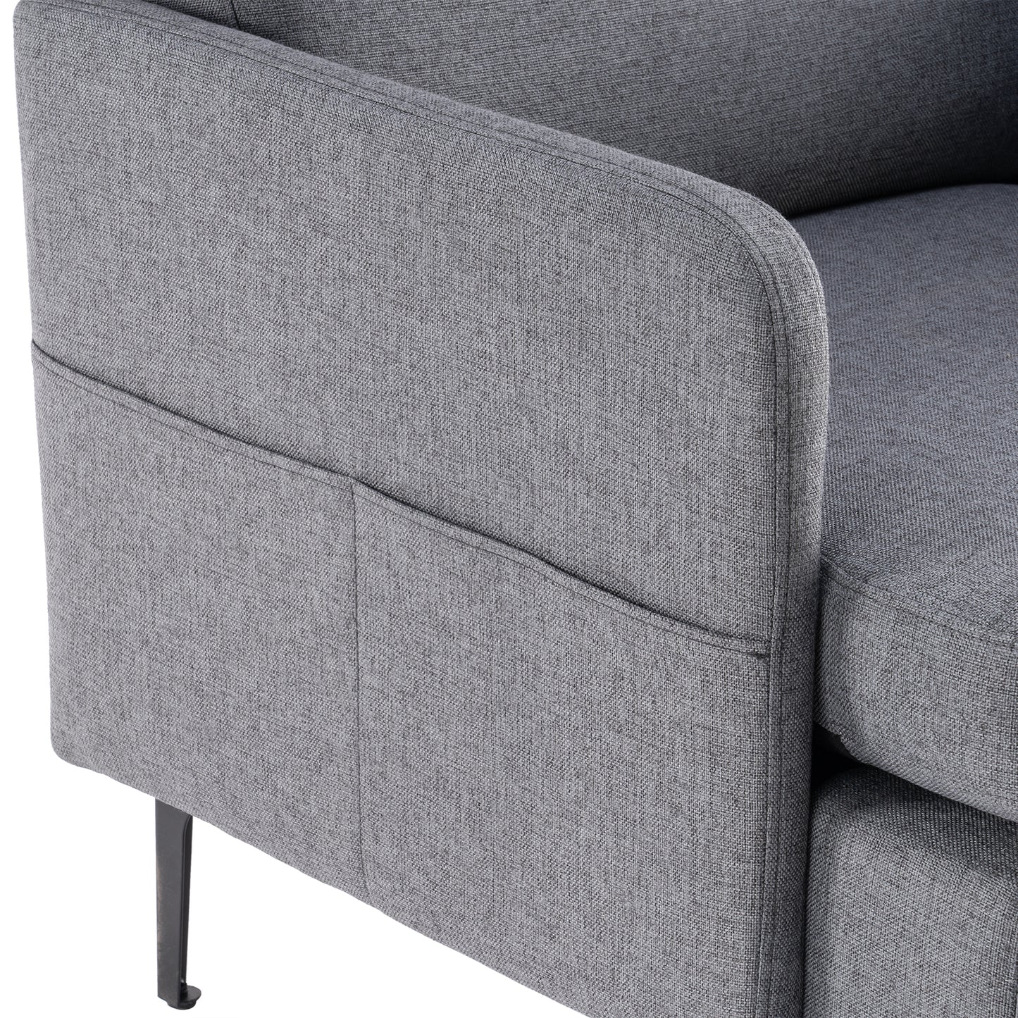 paproos Modern Accent Chair with Wood Legs, Velvet Upholstered Armchair, Club Leisure Modern Chair for Living Room Bedroom, Gray