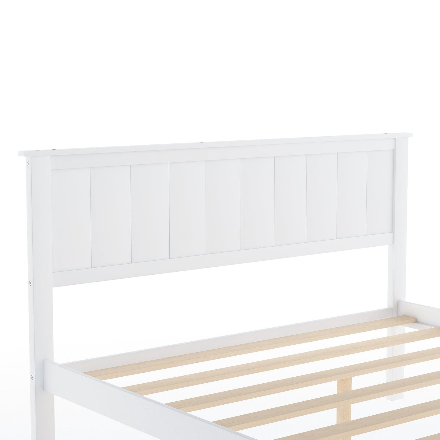 paproos Full Bed with Storage, Heavy Duty Wood Platform Bed Frame with Headboard and Under-bed Drawers, No Box Spring Needed, White