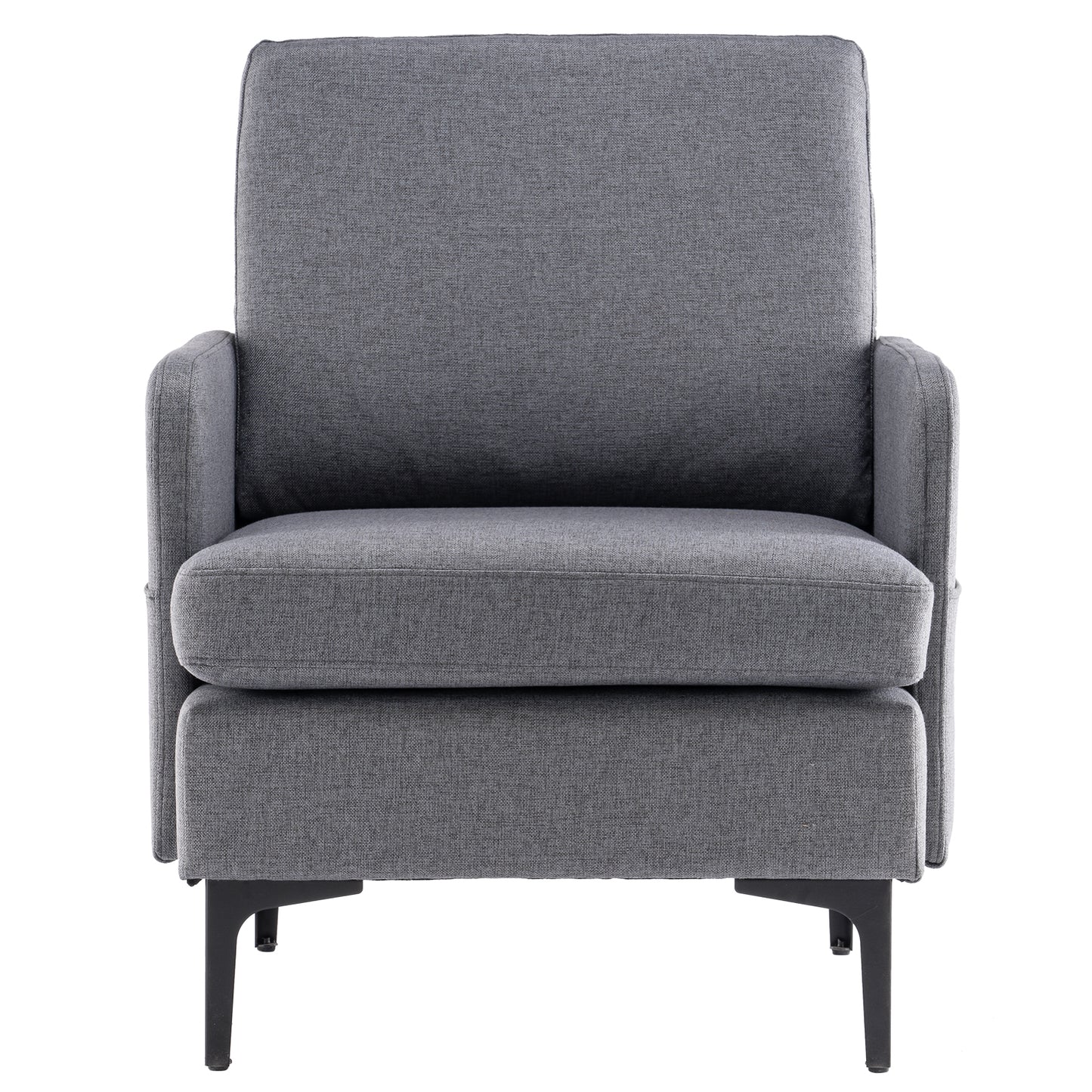 paproos Modern Accent Chair with Wood Legs, Velvet Upholstered Armchair, Club Leisure Modern Chair for Living Room Bedroom, Gray