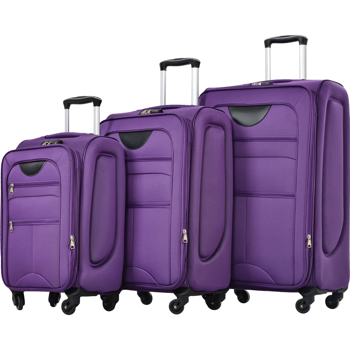 paproos 3 PCS Luggage Set, Lightweight Carry on Softside Suitcases Set, 22in 26in 30in