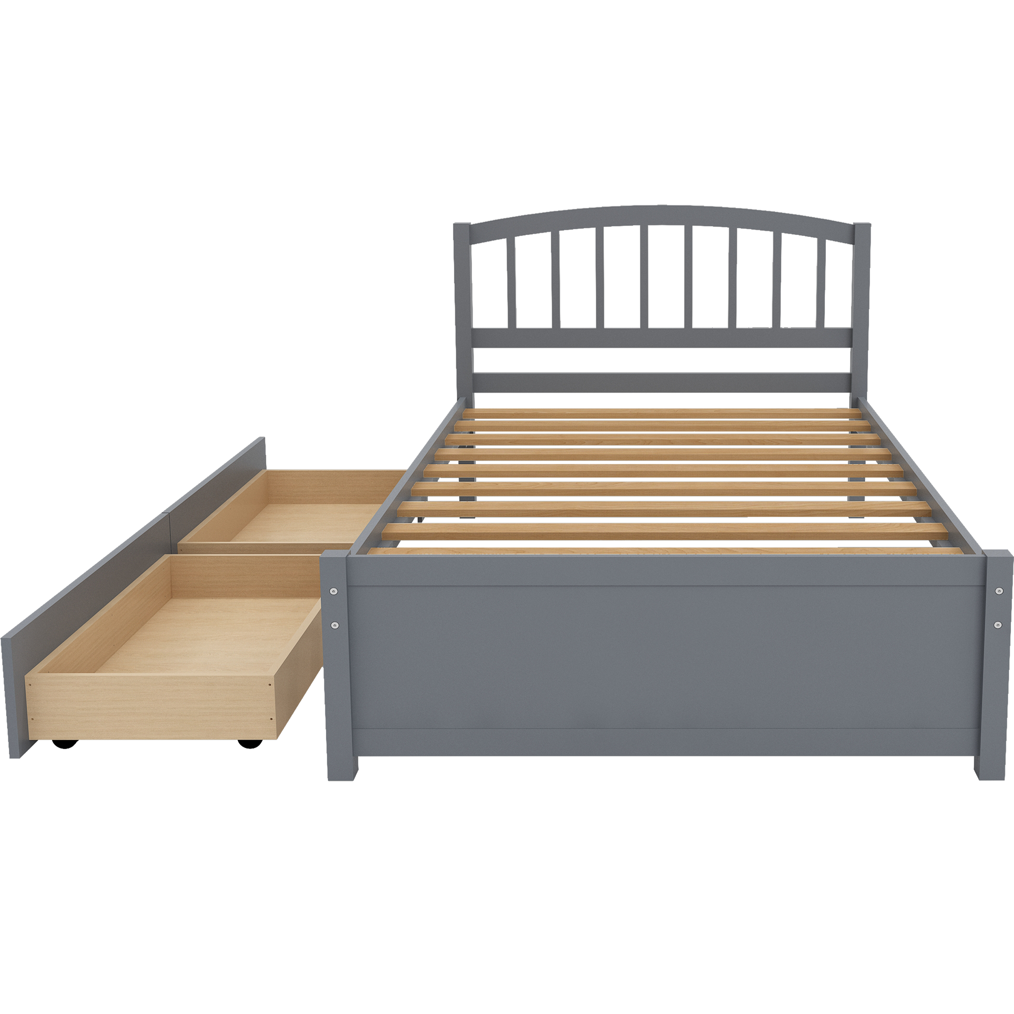 PAPROOS Wood Platform Bed with Storage