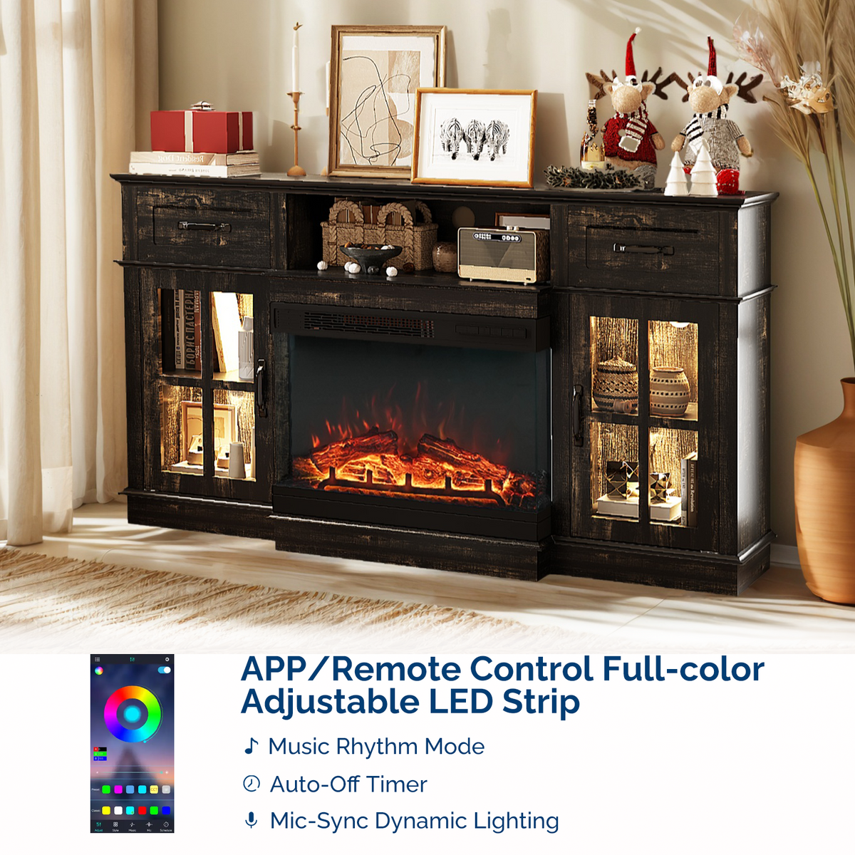 PAPROOS 58" Fireplace TV Stand
