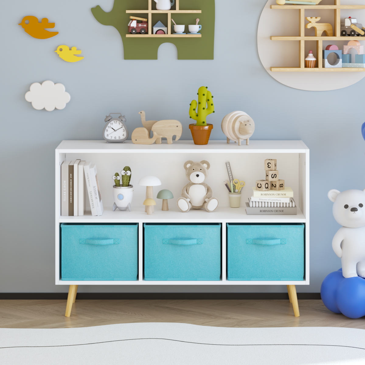 PAPROOS Kids Bookshelf and Storage