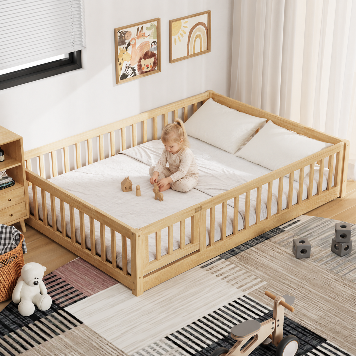 PAPROOS Wood Montessor Floor Bed