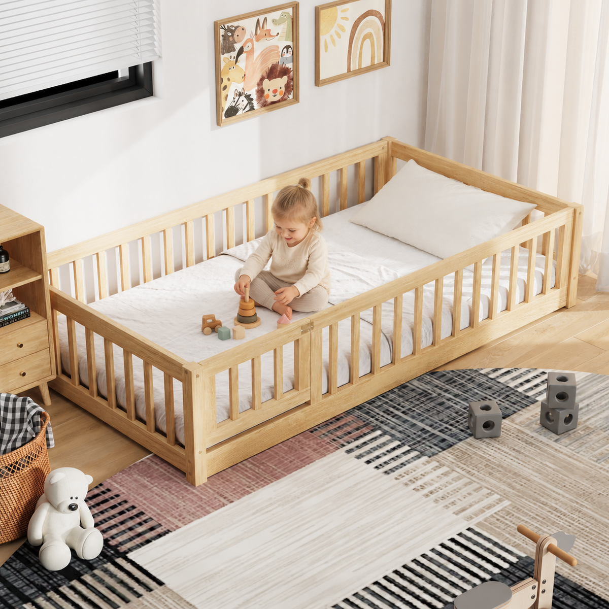 PAPROOS Wood Montessor Floor Bed