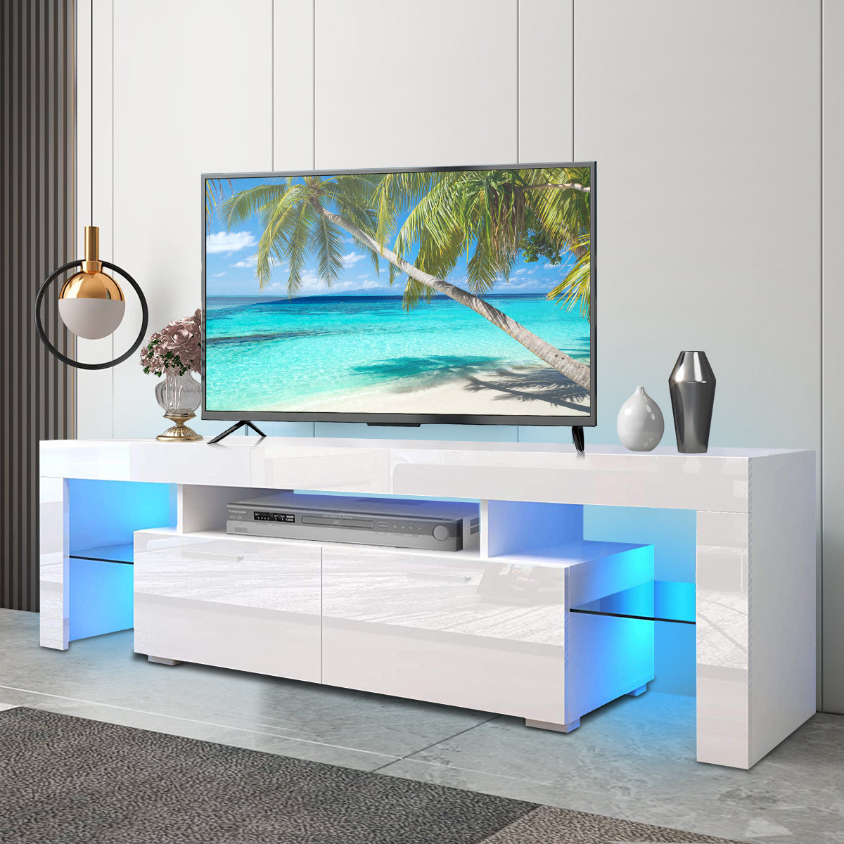 PAPROOS TV Stand with LED Lights