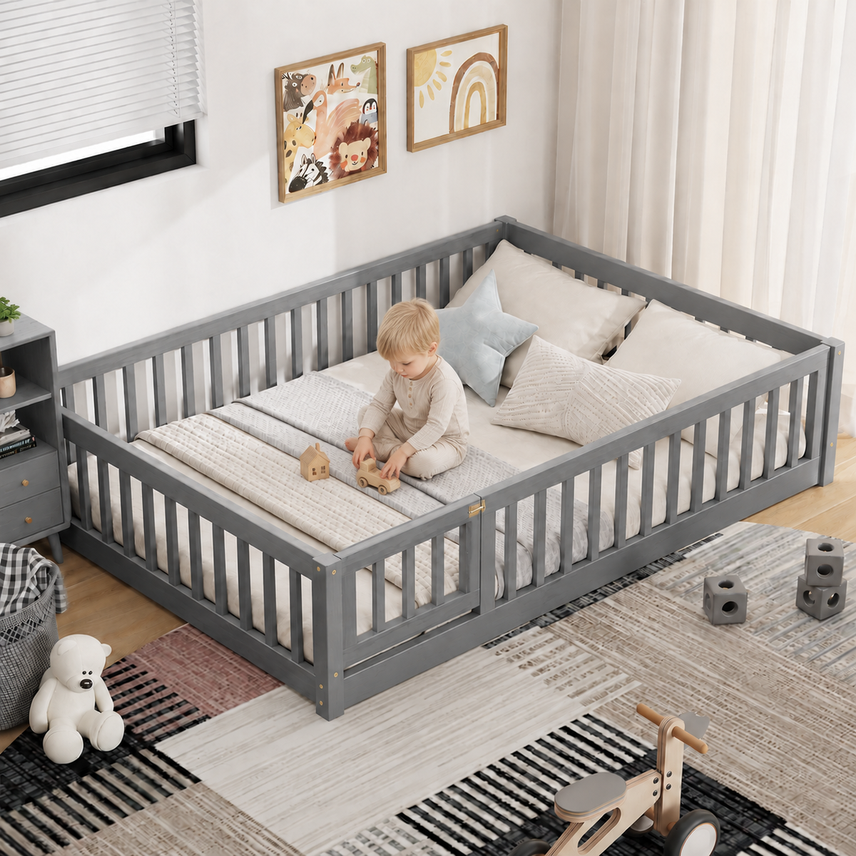 PAPROOS Wood Montessor Floor Bed