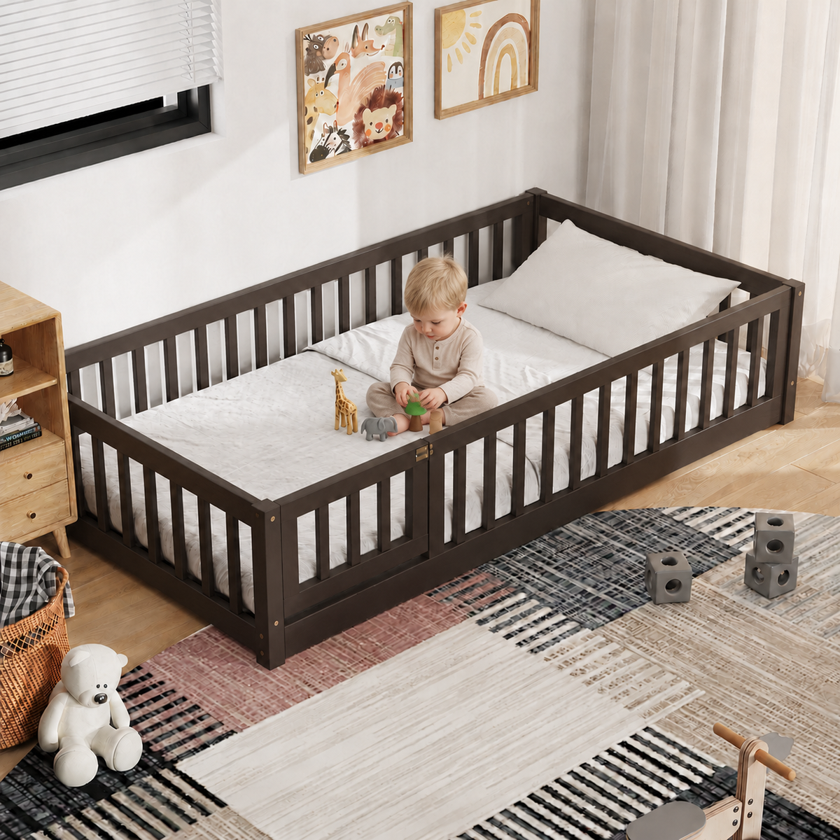 PAPROOS Wood Montessor Floor Bed