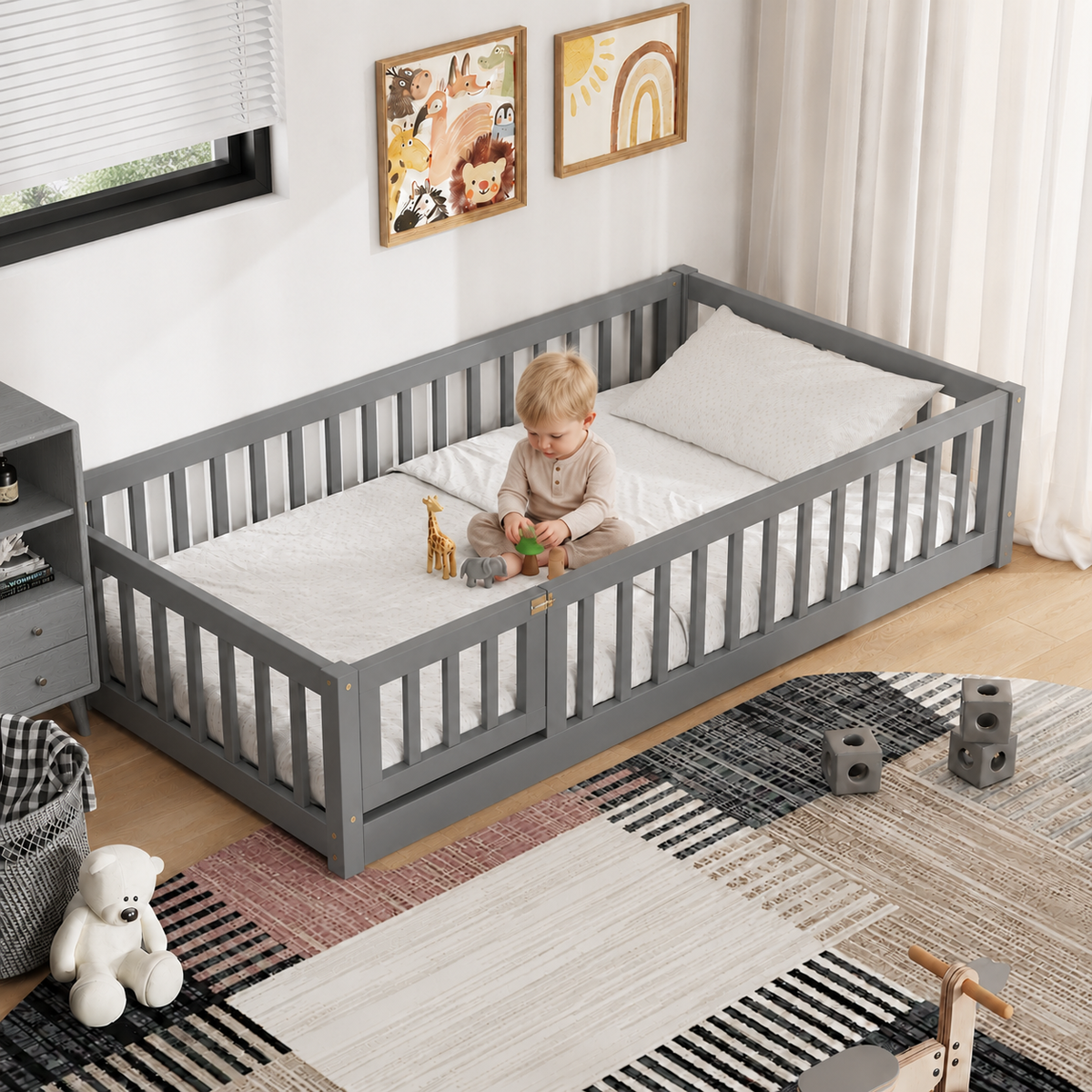 PAPROOS Wood Montessor Floor Bed