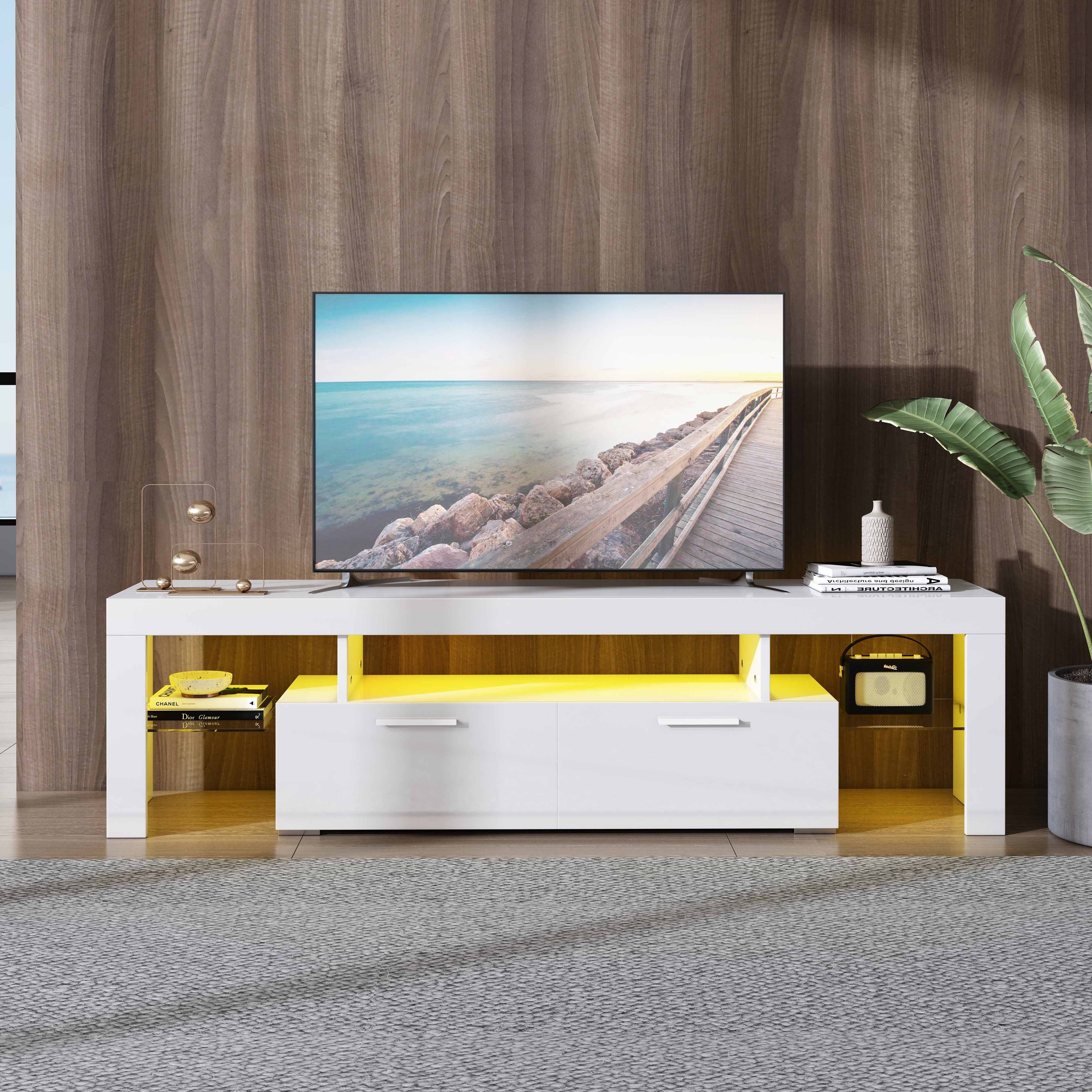 PAPROOS TV Stand with LED Lights